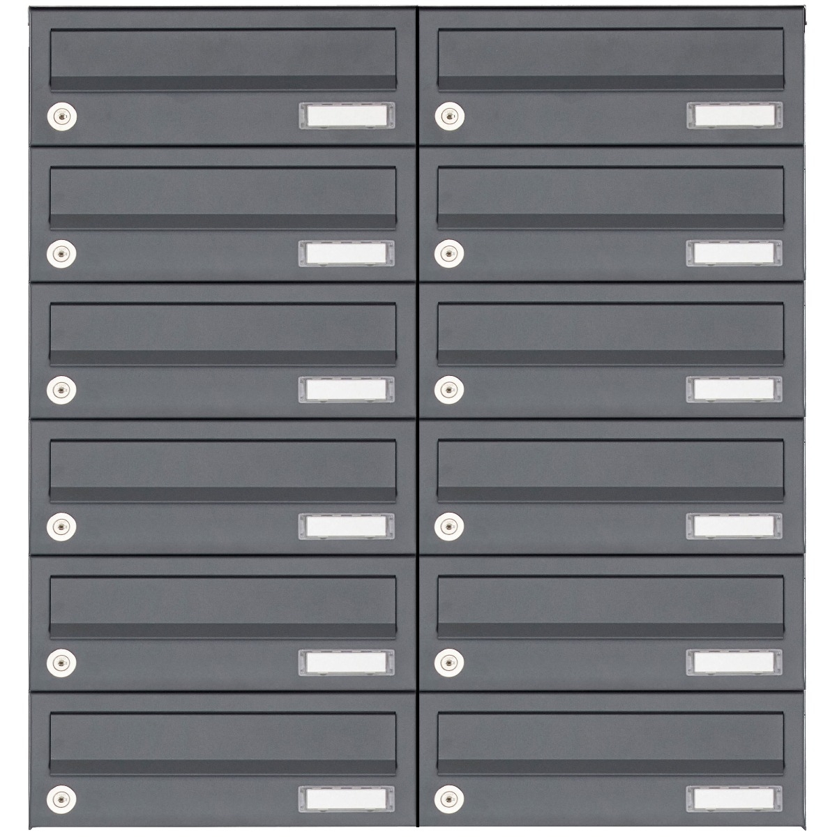 12er 6x2 Aufputz Briefkastenanlage Design BASIC 385A-7016 AP - RAL 7016 anthrazitgrau 12er 6x2 Aufputz Briefkastenanlage Design BASIC 385A-7016 AP - RAL 7016 anthrazitgrau