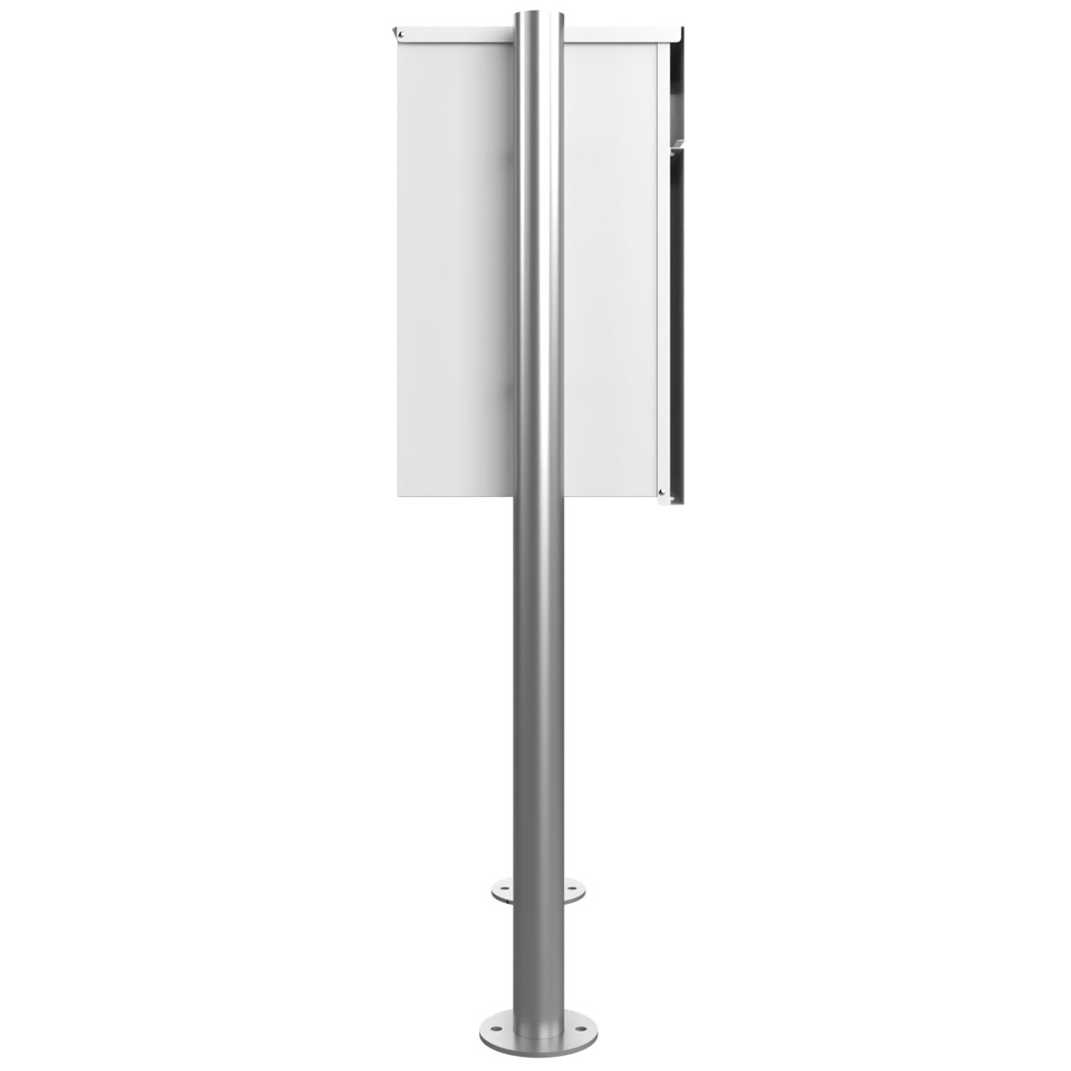 Cassetta per pacchi autoportante KANT ST-R - Design 2 - RAL 9016 bianco traffico con elementi di supporto in acciaio inox Cassetta per pacchi autoportante KANT ST-R - Design 2 - RAL 9016 bianco traffico con elementi di supporto in acciaio inox