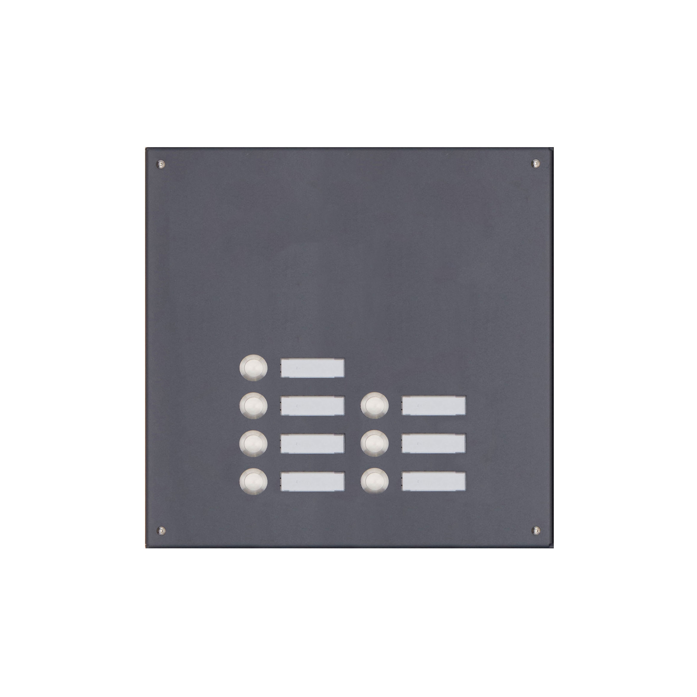 Edelstahl-Blende 355x330 für 7 Partei ohne Sprechlochung, RAL 7016 feinstruktur matt Edelstahl-Blende 355x330 für 7 Partei ohne Sprechlochung, RAL 7016 feinstruktur matt
