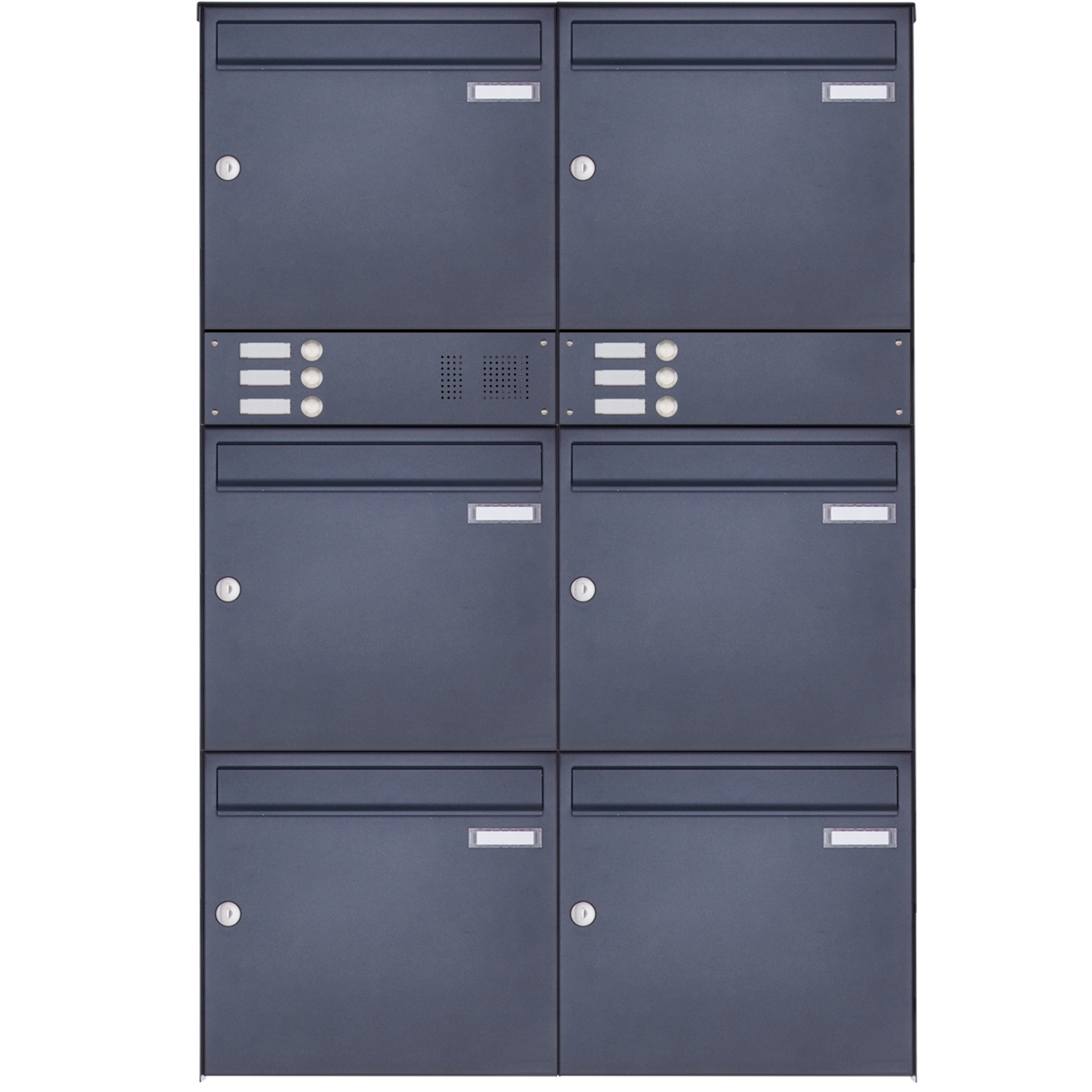 6er Edelstahl Aufputz Briefkasten Design BASIC Plus 382XA AP mit Klingelkasten- RAL nach Wahl