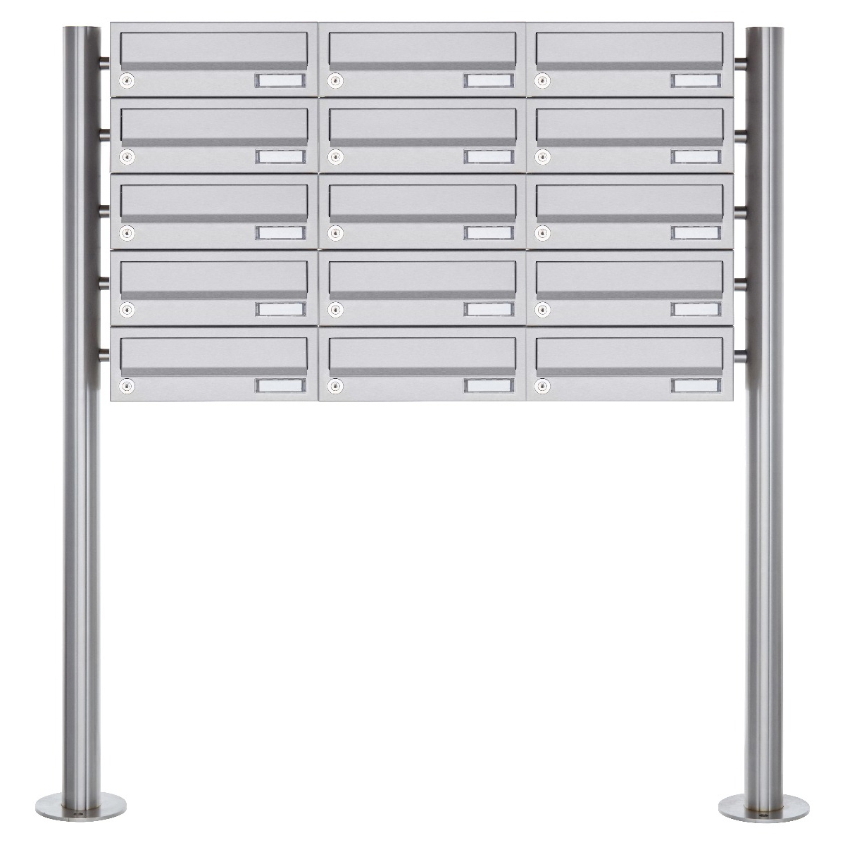 15er Briefkastenanlage freistehend Design BASIC 385-VA ST-R - Edelstahl V2A, geschliffen 15er Briefkastenanlage freistehend Design BASIC 385-VA ST-R - Edelstahl V2A, geschliffen