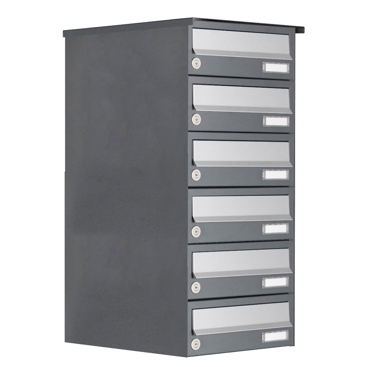 6er Aufputz Briefkastenanlage Design BASIC 385A AP - Edelstahl-RAL 7016 anthrazit