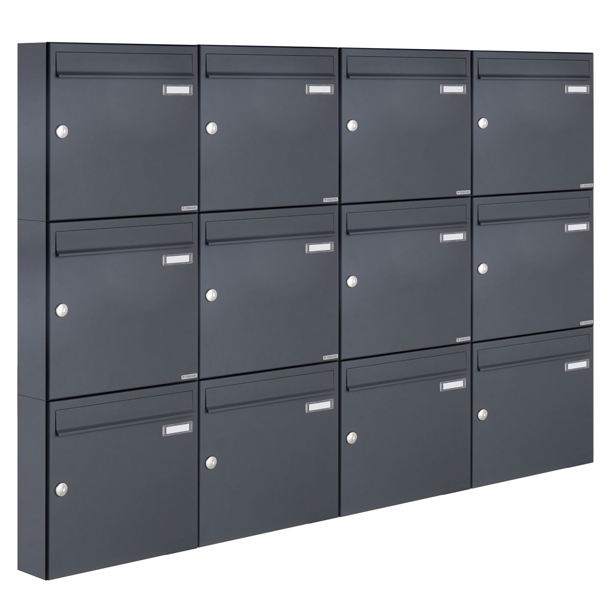 12er 4x3 Aufputz Briefkasten Design BASIC 382A AP - RAL 7016 anthrazitgrau