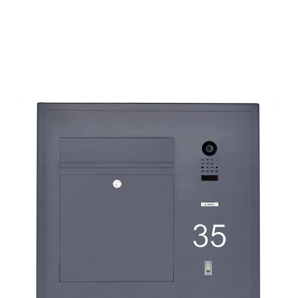 Pedestal para paquetes de acero inoxidable con buzón Designer BIG - Videoportero DoorBird - RAL a elegir