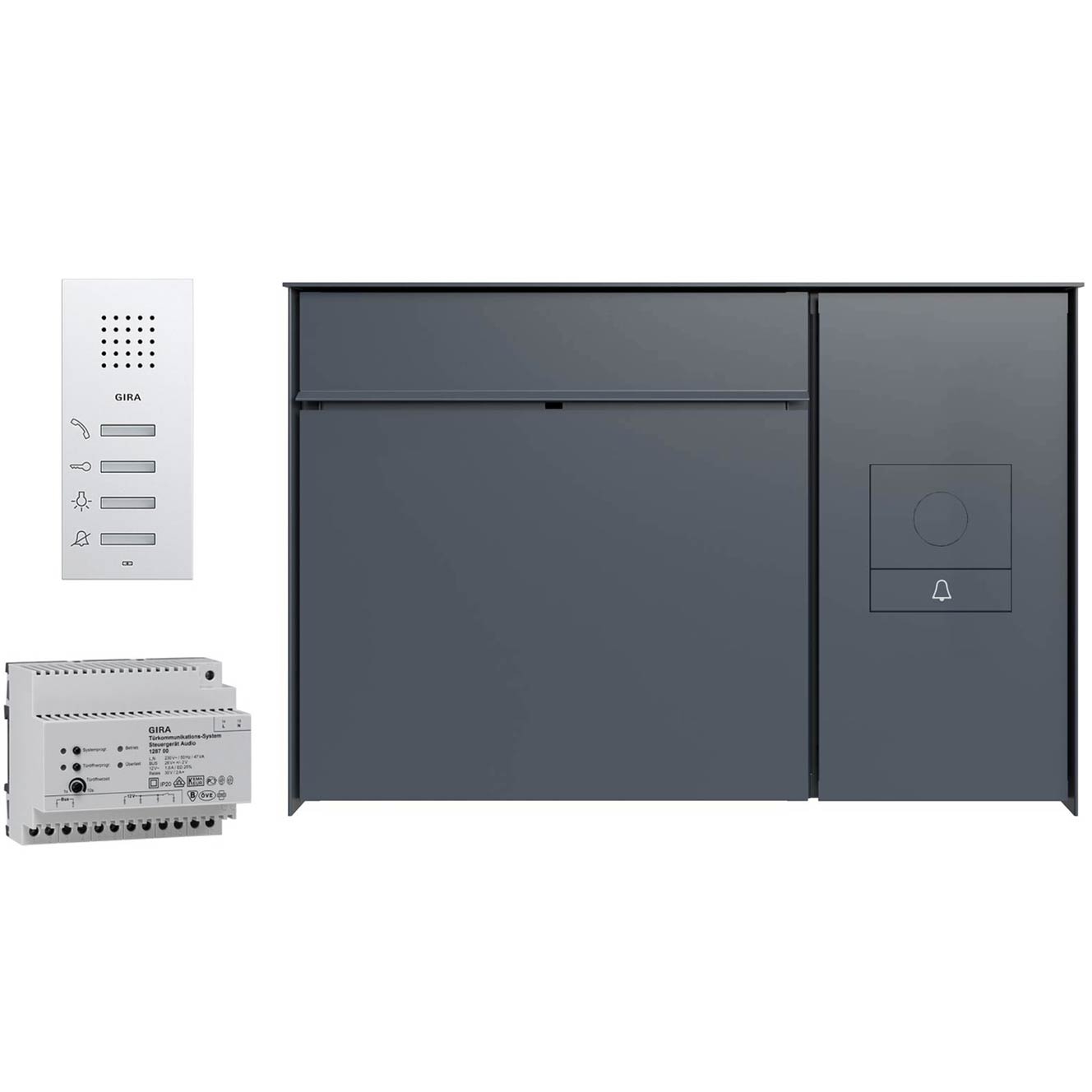 Design surface-mounted letterbox GOETHE AP lateral with GIRA System 106 - RAL of your choice - AUDIO complete set Design surface-mounted letterbox GOETHE AP lateral with GIRA System 106 - RAL of your choice - AUDIO complete set