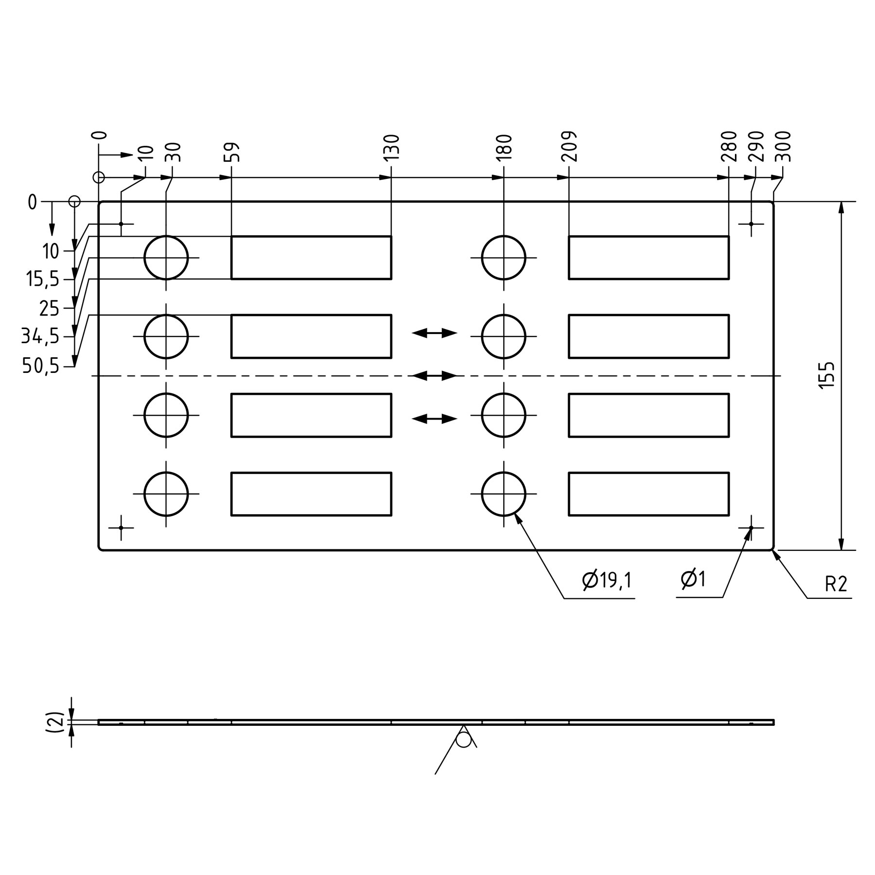 Edelstahl Klingelplatte 300x155 BASIC 422 mit Namensschild - 8 Parteien