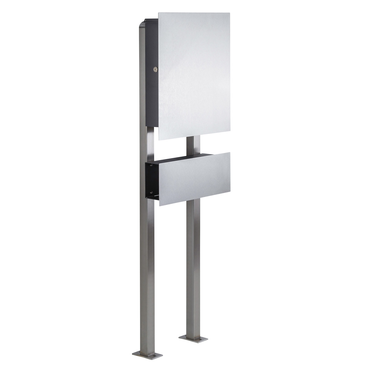 Design pedestal letterbox SCHILLER MEDIUM - stainless steel - RAL 7016 anthracite grey Design pedestal letterbox SCHILLER MEDIUM - stainless steel - RAL 7016 anthracite grey
