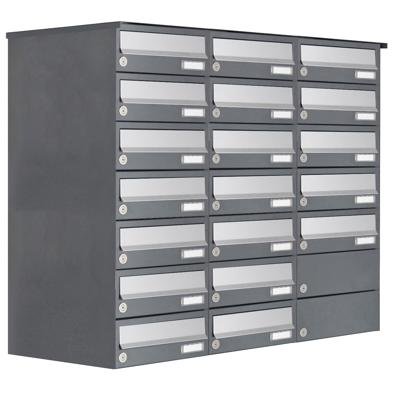 19er 7x3 Aufputz Briefkastenanlage Design BASIC 385A AP - Edelstahl-RAL 7016 anthrazit