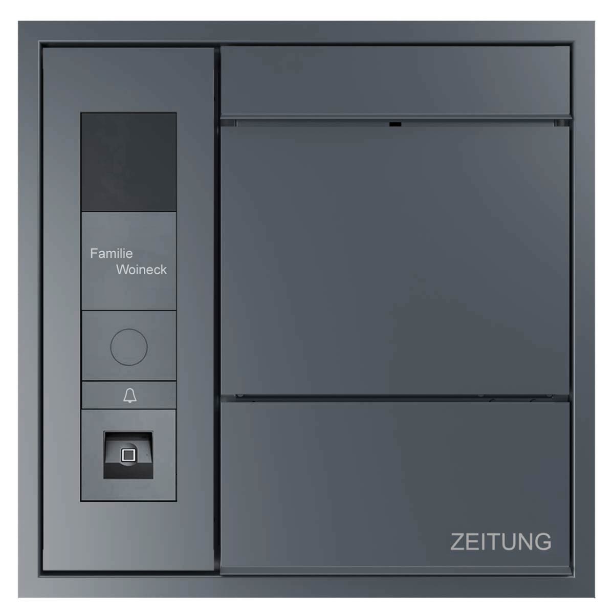Design Unterputz Briefkasten GOETHE UP seitlich mit Zeitungsfach - RAL nach Wahl - GIRA System 106 Keyless In - VIDEO Komplettset Design Unterputz Briefkasten GOETHE UP seitlich mit Zeitungsfach - RAL nach Wahl - GIRA System 106 Keyless In - VIDEO Komplettset
