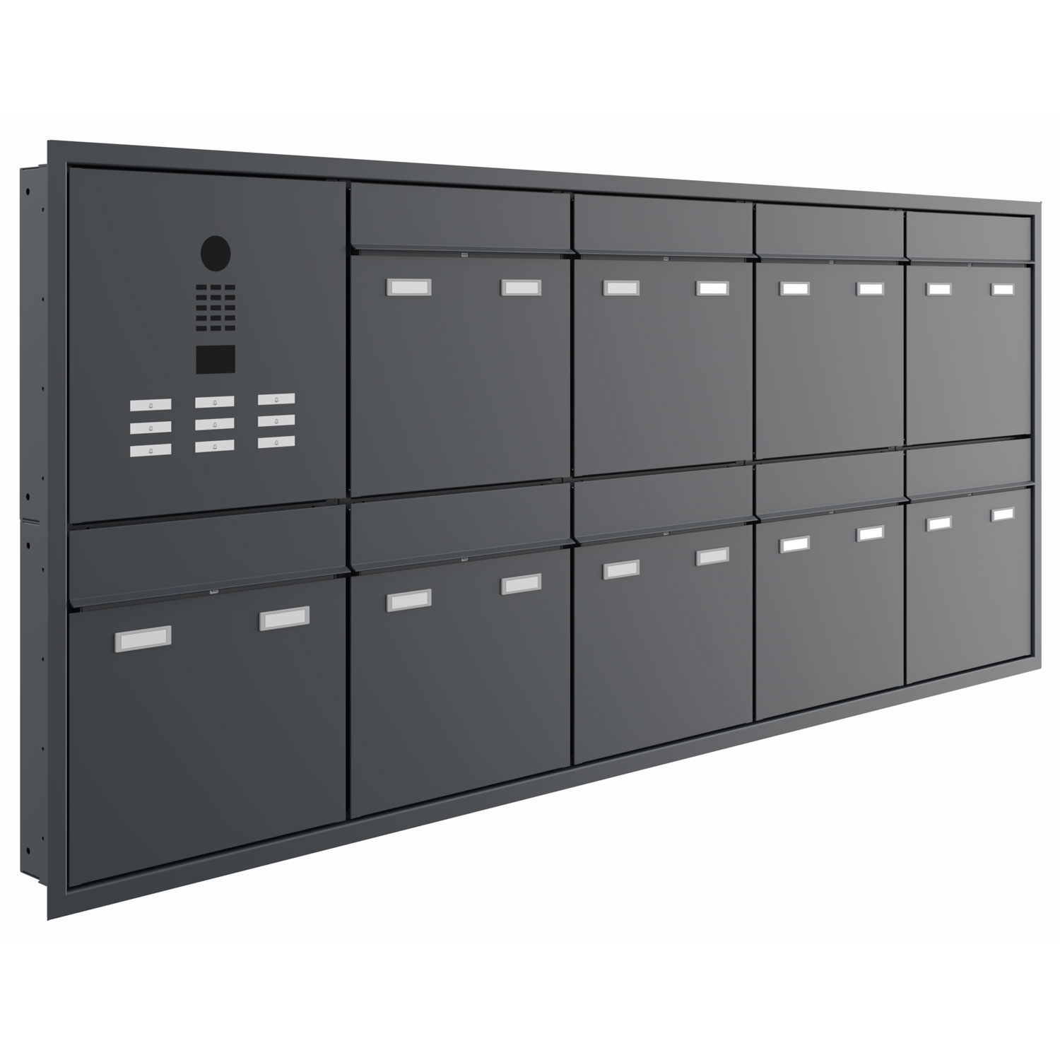 9er Design inbouwbrievenbus GOETHE UP - RAL naar keuze - DoorBird video intercom links