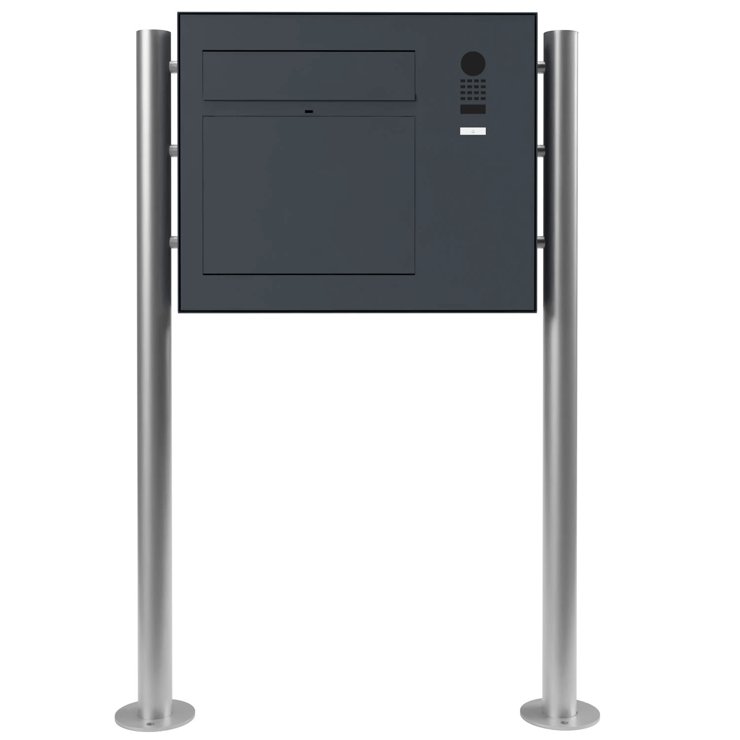 Design free-standing letterbox GRIMM - colour of your choice with DoorBird video intercom right