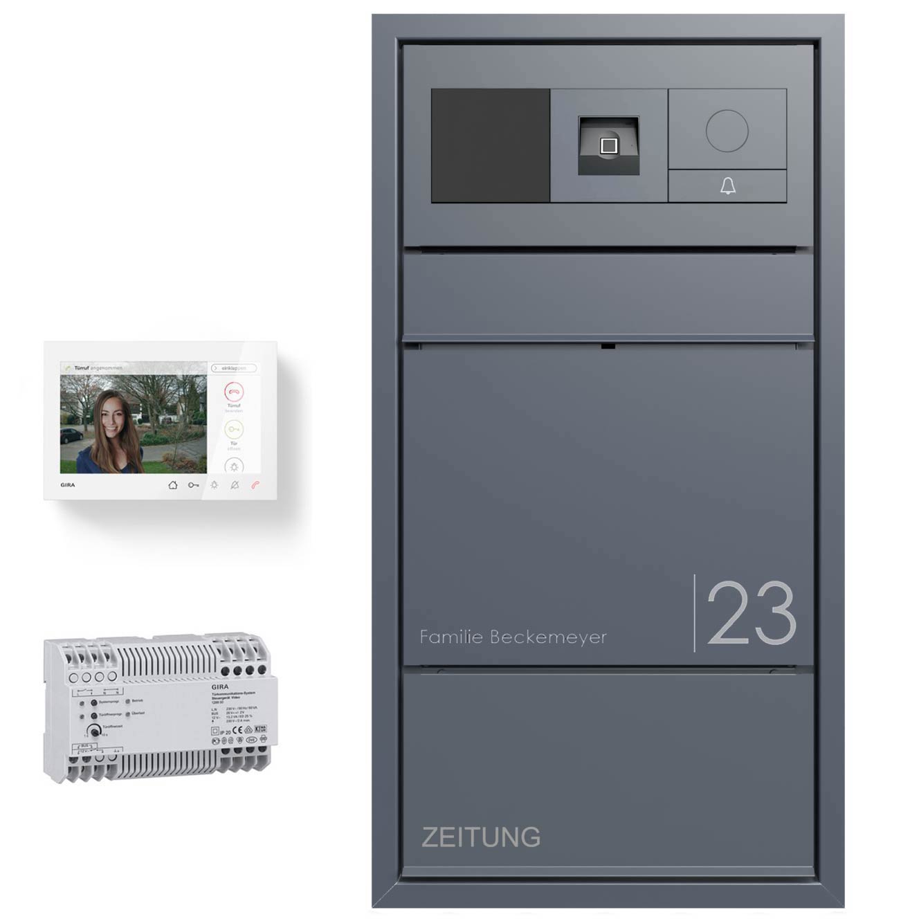Design Unterputz Briefkasten GOETHE UP mit Zeitungsfach - RAL nach Wahl - GIRA System 106 Keyless In - VIDEO Komplettset Design Unterputz Briefkasten GOETHE UP mit Zeitungsfach - RAL nach Wahl - GIRA System 106 Keyless In - VIDEO Komplettset