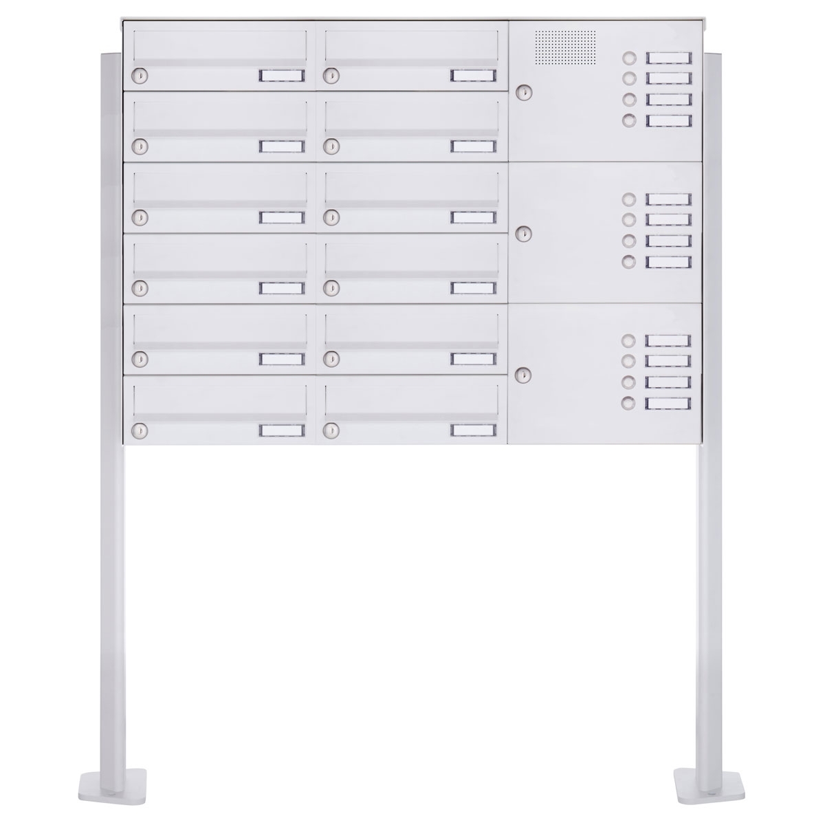 12-post brievenbus BASIC 385P-9016 ST-T met belkast - RAL 9016 verkeerswit