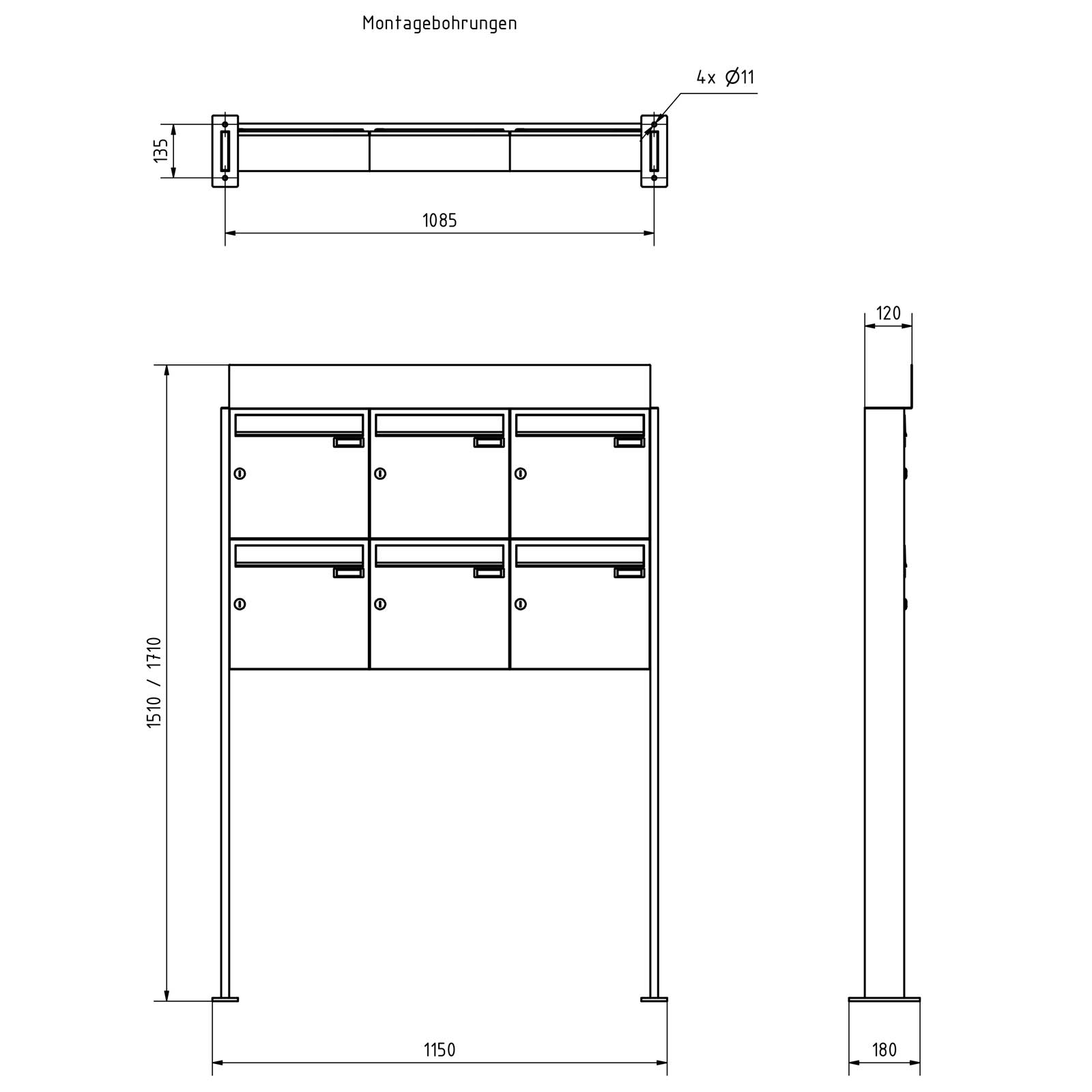 6 letterbox system freestanding Design BASIC - Edition NELLY - BI-Color VA-RAL 7016 anthracite grey 6 letterbox system freestanding Design BASIC - Edition NELLY - BI-Color VA-RAL 7016 anthracite grey