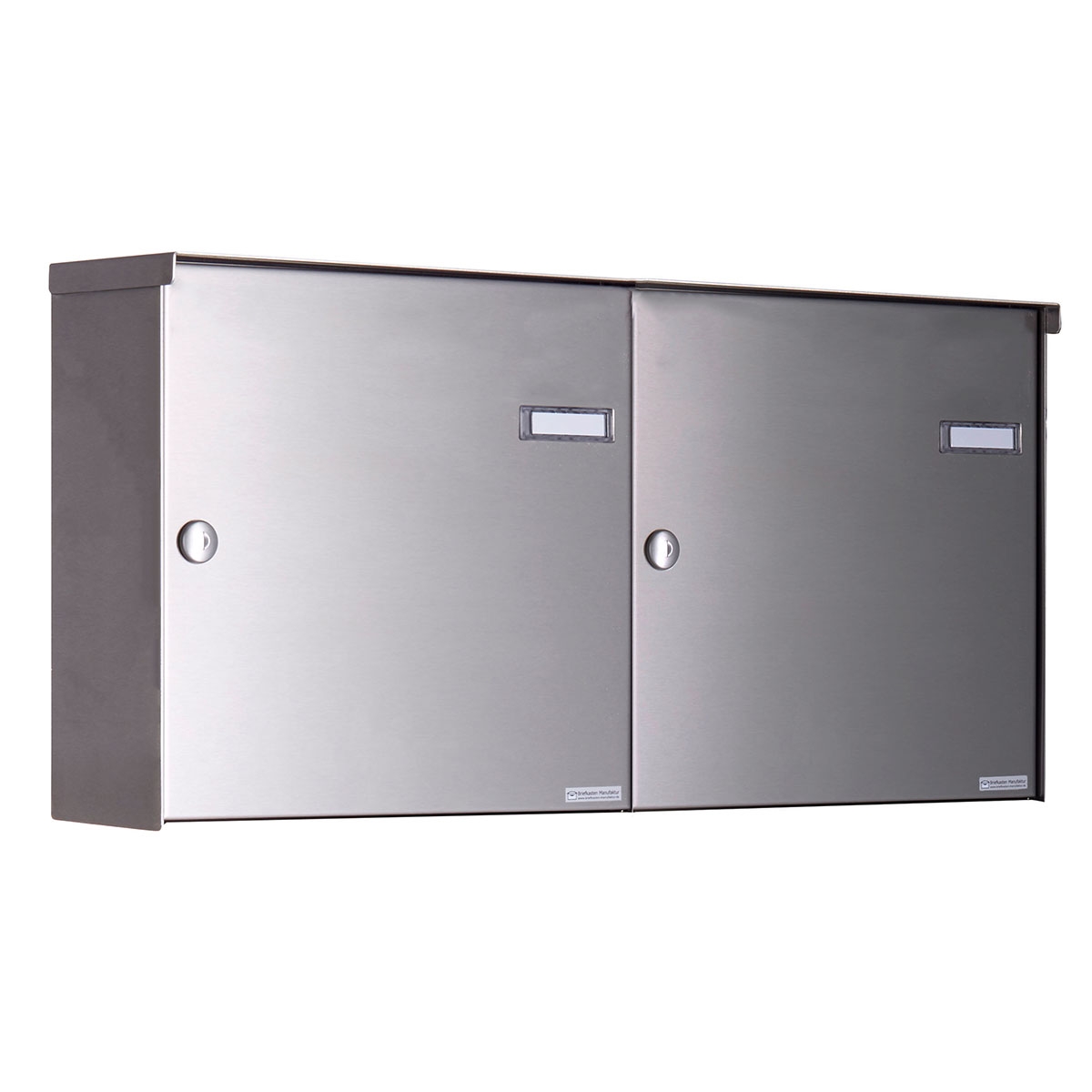 2er 2x1 Edelstahl Zaunbriefkasten BASIC Plus 382XZ - Entnahme rückseitig
