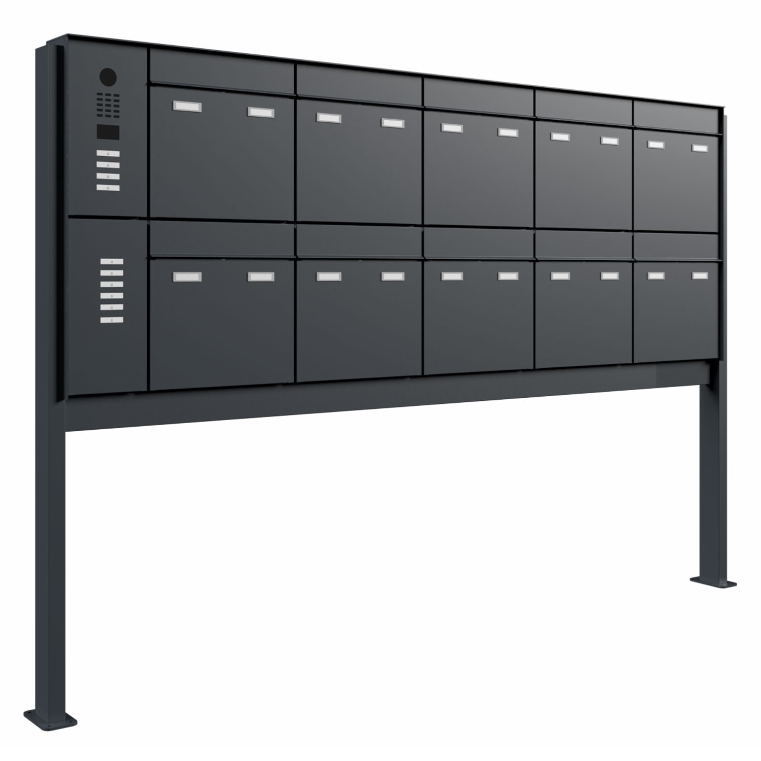 10 boîtes aux lettres design GOETHE ST-Q sur le côté gauche avec vidéophone DoorBird - RAL au choix