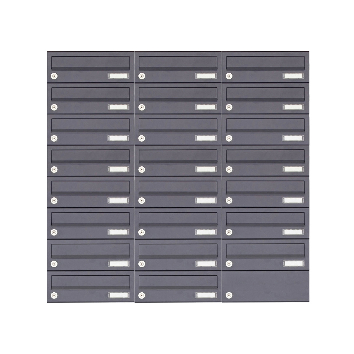 23 Sistema di cassette per le lettere da appoggio 8x3 Design BASIC 385A-7016 AP - RAL 7016 grigio antracite 23 Sistema di cassette per le lettere da appoggio 8x3 Design BASIC 385A-7016 AP - RAL 7016 grigio antracite