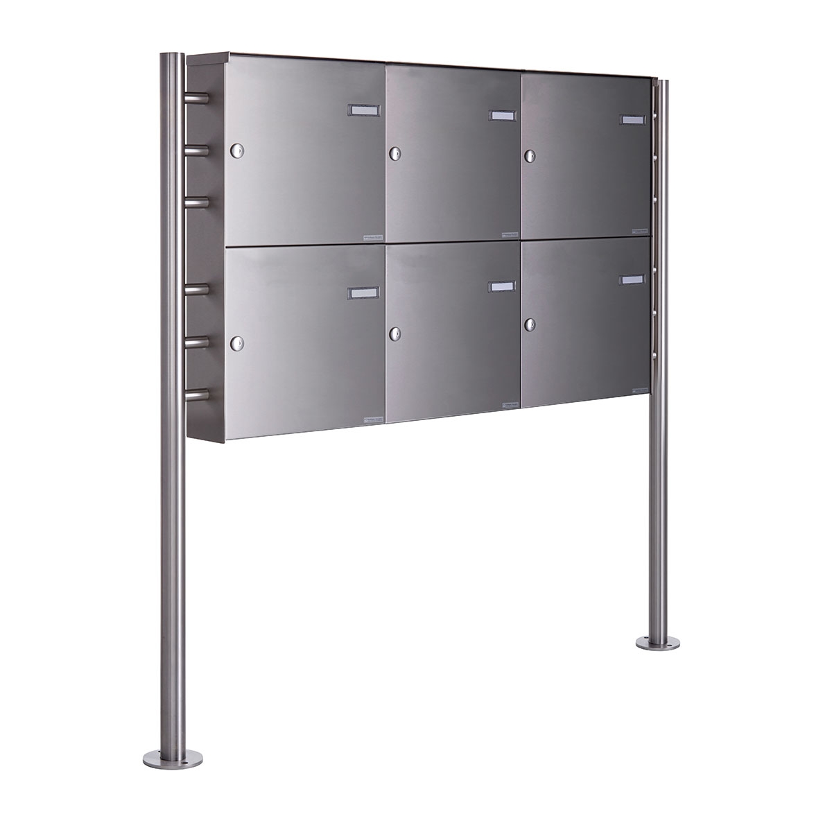 6er 3x2 fence mailbox freestanding design BASIC Plus 381XZ ST-R - polished stainless steel 6er 3x2 fence mailbox freestanding design BASIC Plus 381XZ ST-R - polished stainless steel