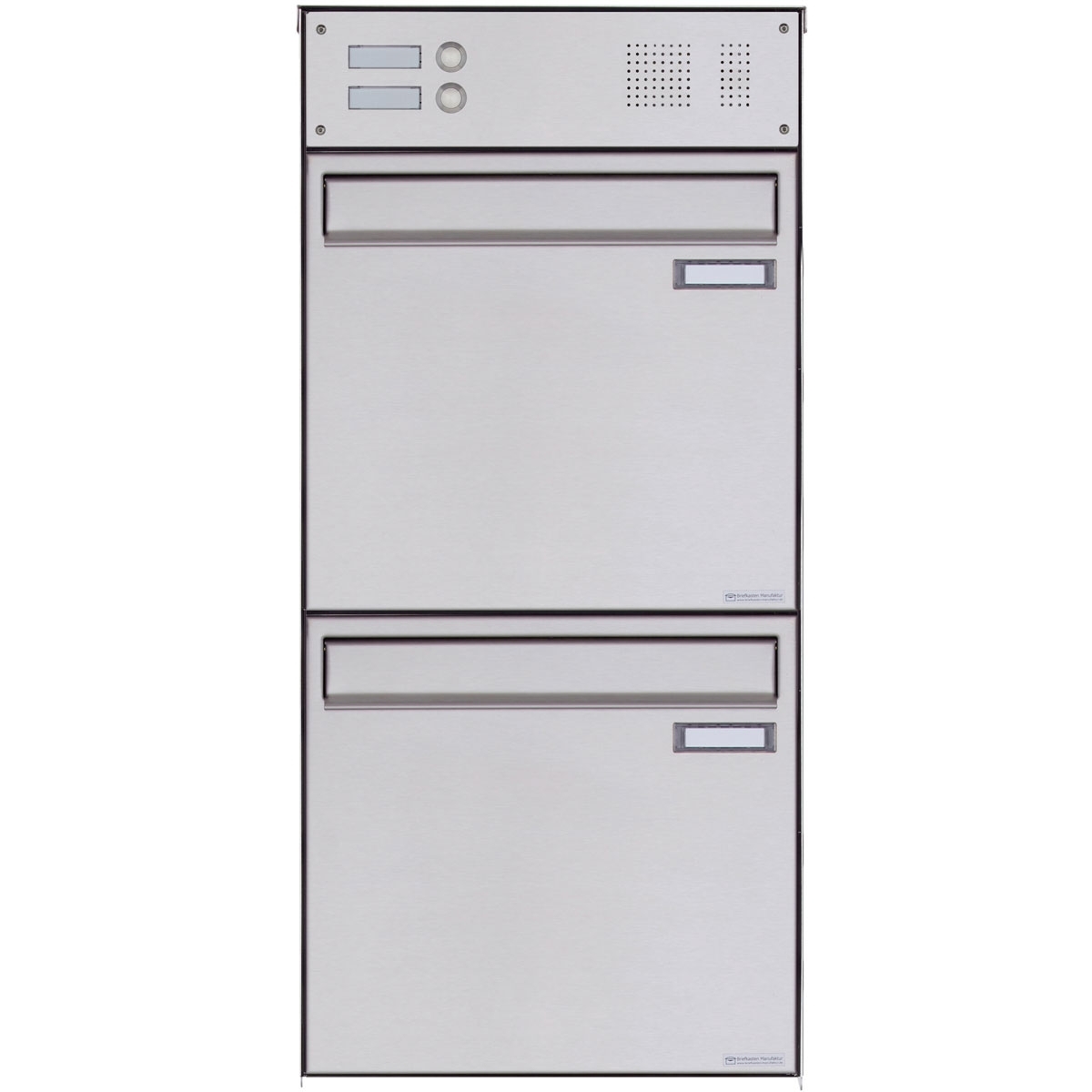 2 x 1 stainless steel fence letterbox BASIC Plus 382XZ with bell box - removal from the rear
