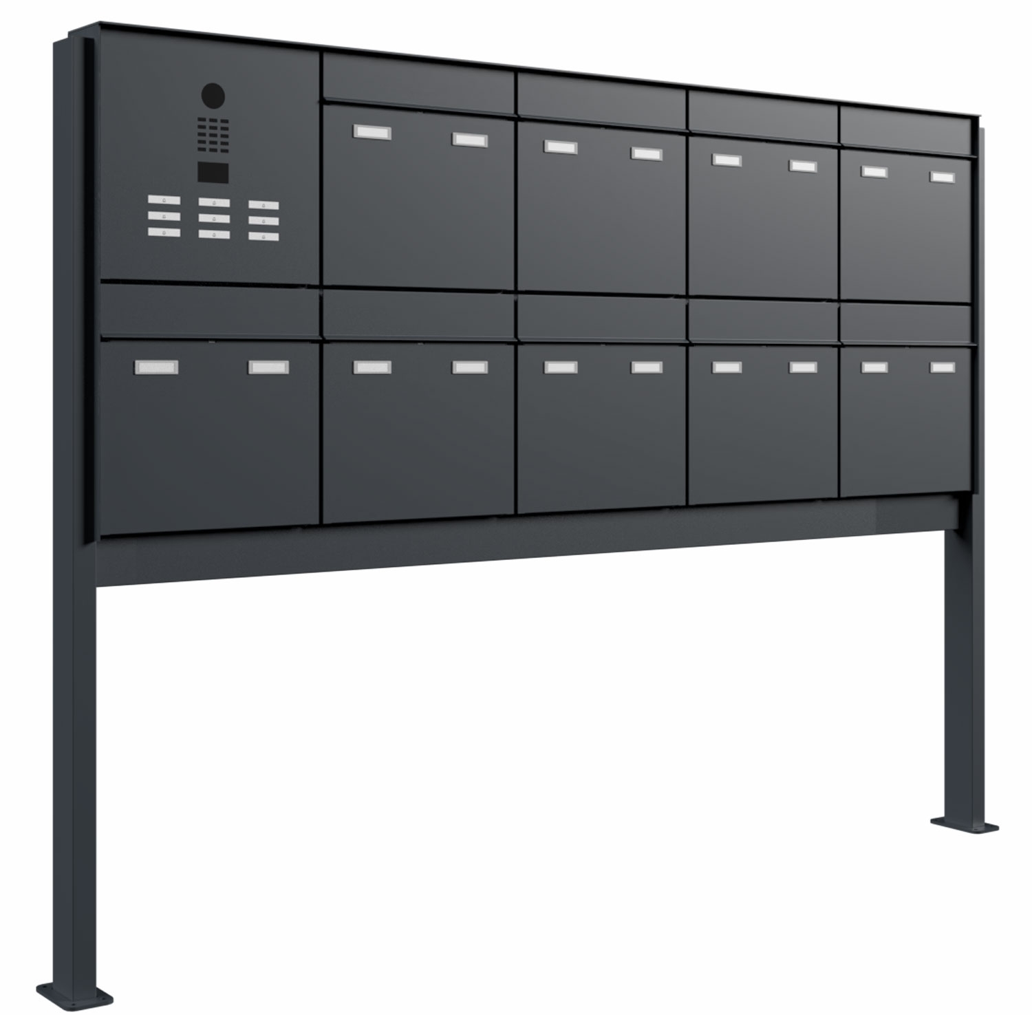 Cassetta per le lettere da piedistallo in 9 pezzi GOETHE ST-Q lato sinistro con videocitofono DoorBird - RAL a scelta