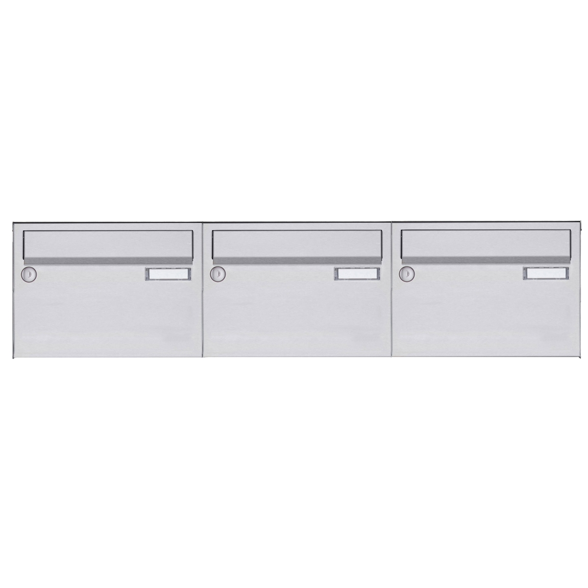 3er Edelstahl Aufputz Briefkastenanlage Design BASIC 385 A 220 Waagerecht - Edelstahl V2A geschliffen
