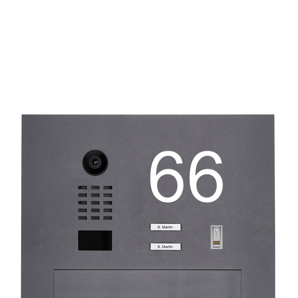 Cassetta per le lettere in 2 pezzi in acciaio inox modello BIG con videocitofono DoorBird D2100E - RAL a scelta