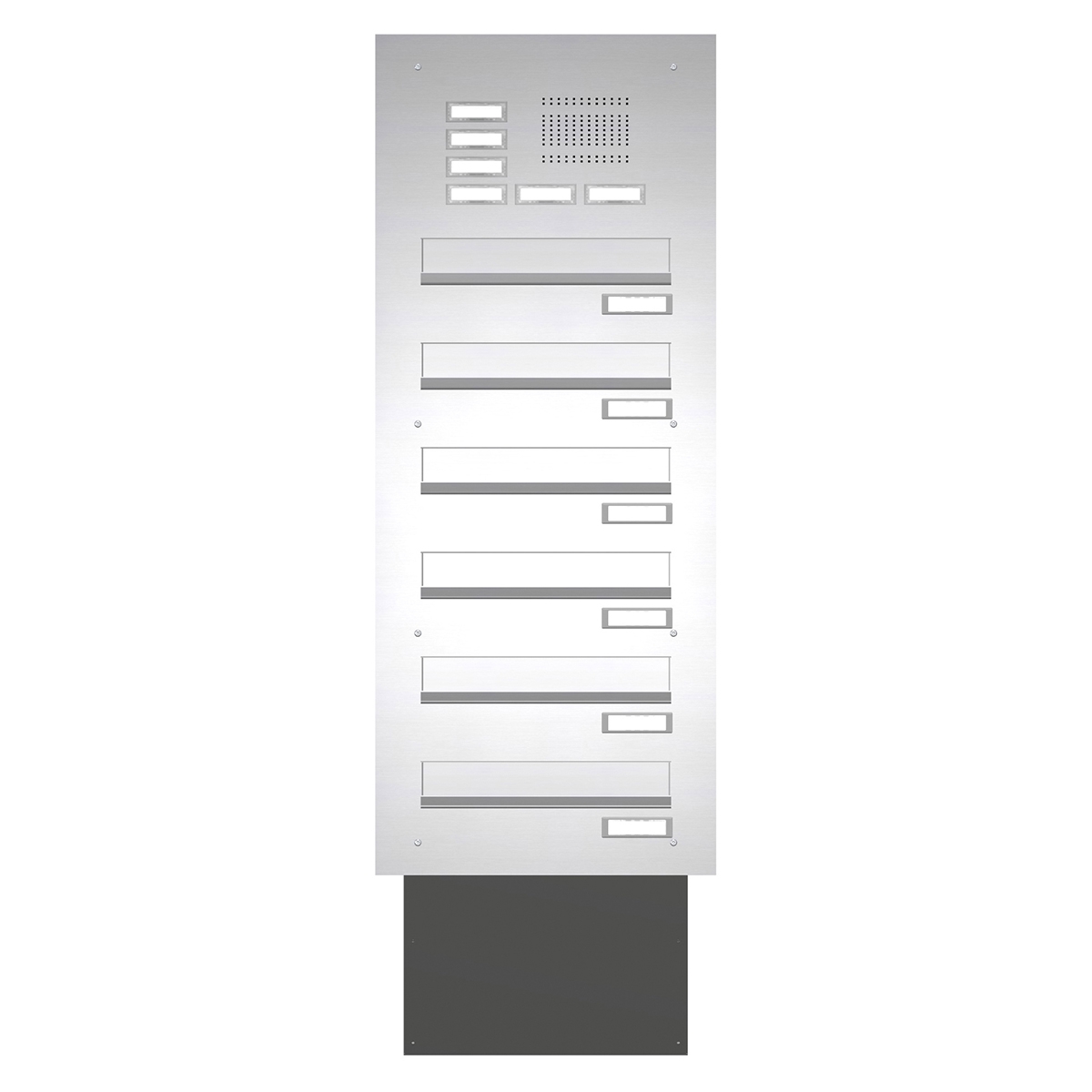 Edelstahl Mauerdurchwurf Briefkastenanlage BASIC 623 - Klingel- Sprechstelle - 6 Parteien Edelstahl Mauerdurchwurf Briefkastenanlage BASIC 623 - Klingel- Sprechstelle - 6 Parteien