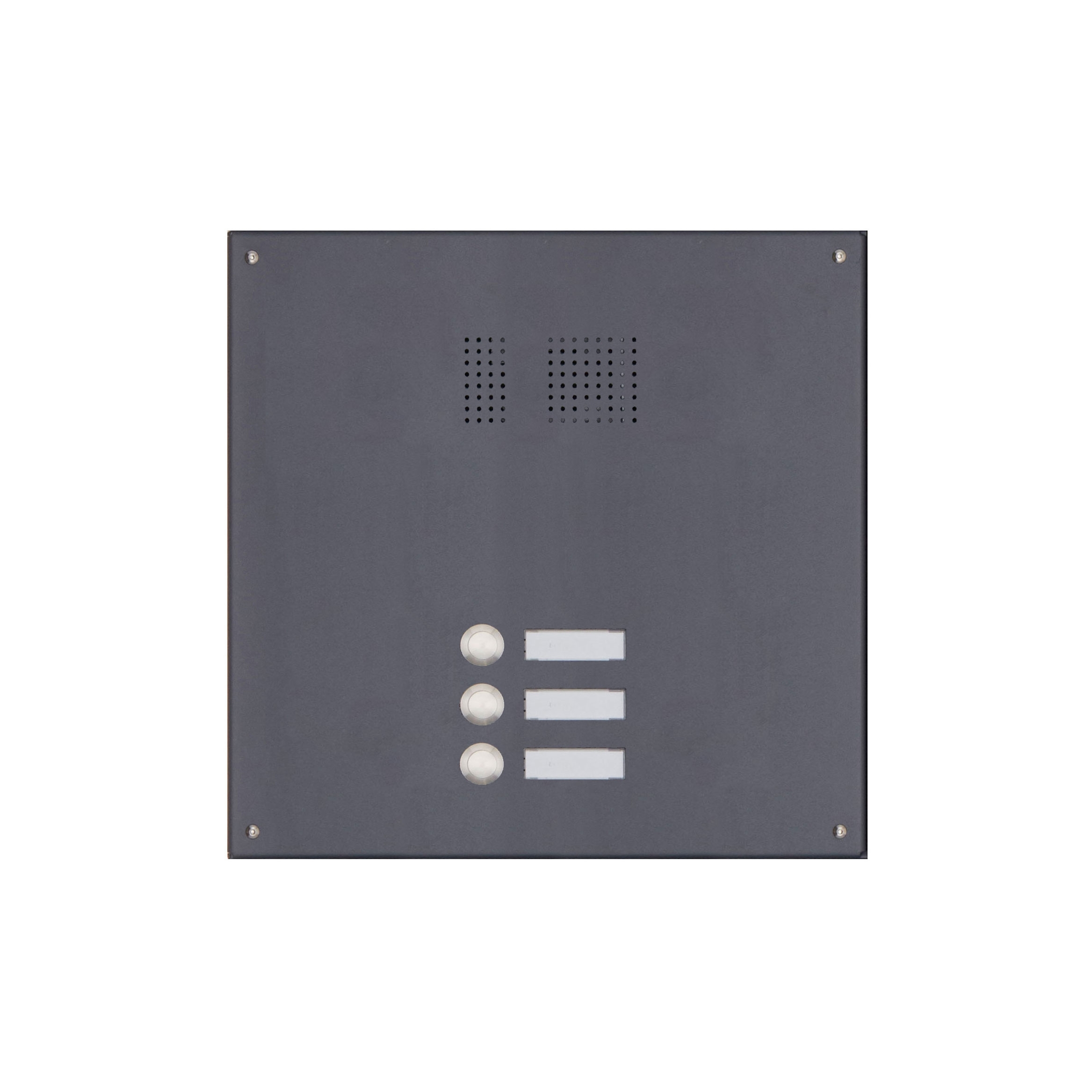 Edelstahl-Blende 355x330 für 3 Partei mit Sprechlochung, RAL 7016 feinstruktur matt Edelstahl-Blende 355x330 für 3 Partei mit Sprechlochung, RAL 7016 feinstruktur matt
