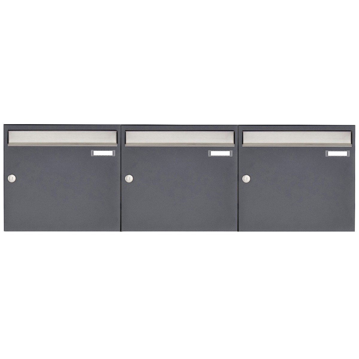 3er 3x1 Aufputz Briefkastenanlage Design BASIC 382 AP - Edelstahl-RAL 7016 anthrazitgrau