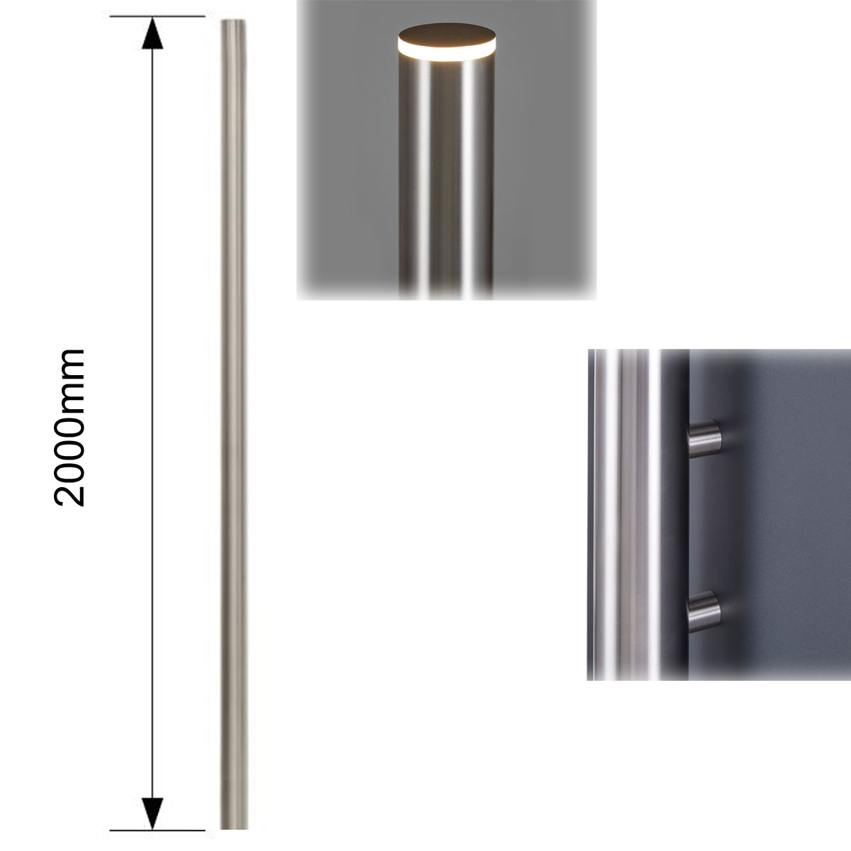 2000mm para colocación en hormigón con tapa, iluminado
