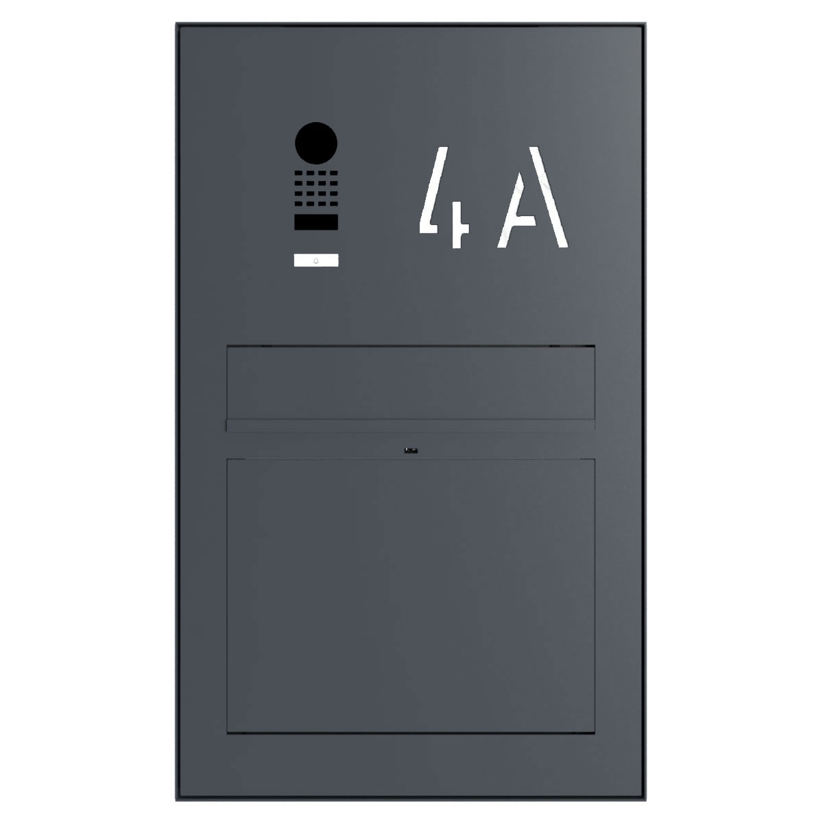Design floor-standing letterbox GRIMM ST-R - colour of your choice with DoorBird video intercom system