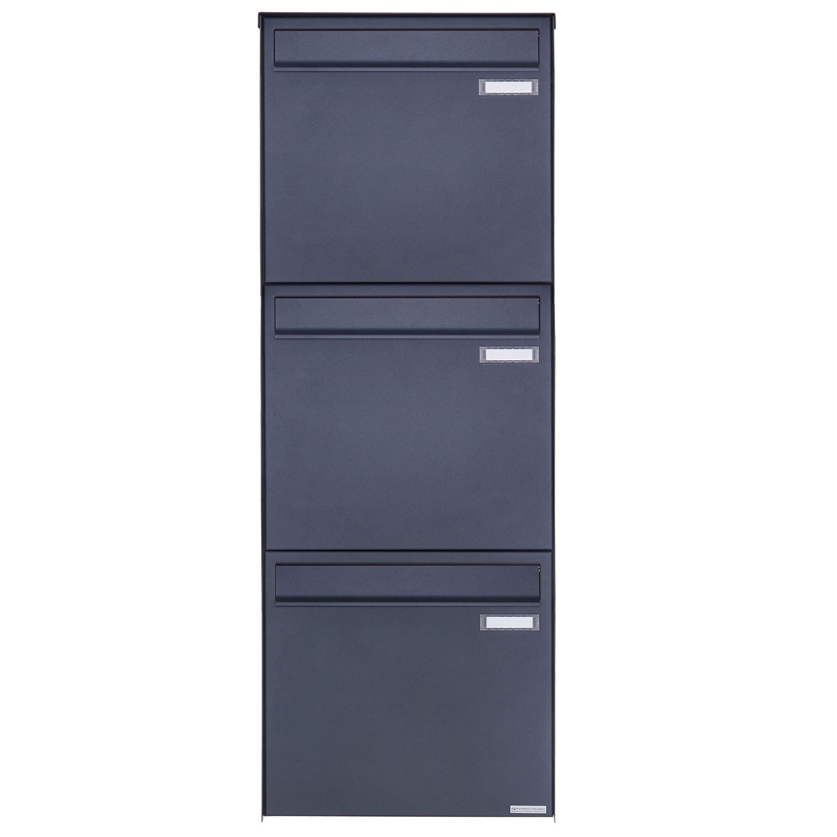 3er 1x3 Edelstahl Zaunbriefkasten BASIC Plus 382XZ - RAL nach Wahl - Entnahme rückseitig 3er 1x3 Edelstahl Zaunbriefkasten BASIC Plus 382XZ - RAL nach Wahl - Entnahme rückseitig