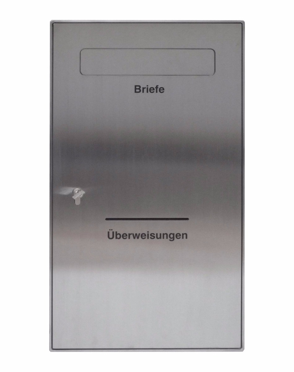 Sicherheits Briefkasten Typ 126 AP + Überweisungsschlitz -  Edelstahl geschliffen Sicherheits Briefkasten Typ 126 AP + Überweisungsschlitz -  Edelstahl geschliffen