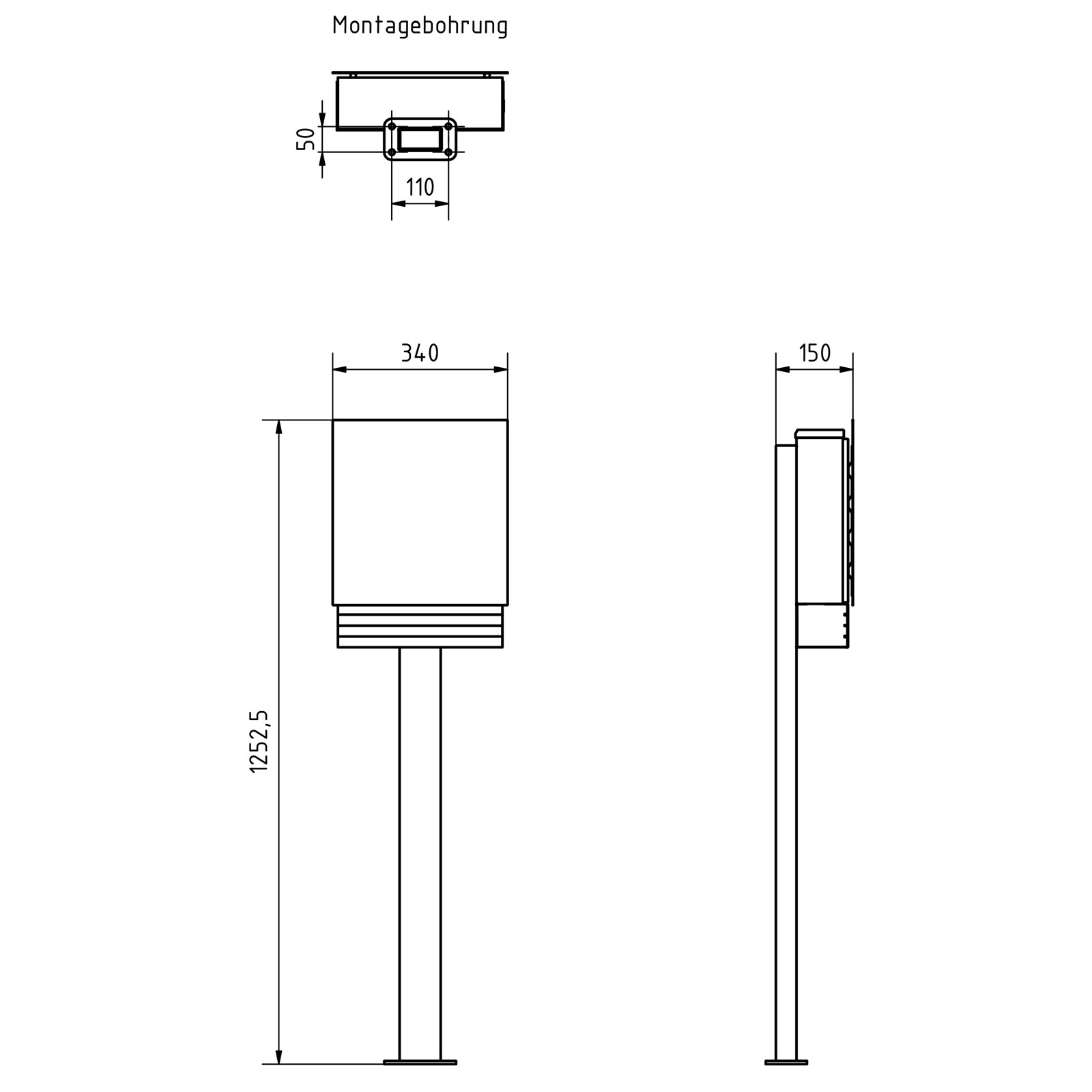 Design vrijstaande brievenbus & krantenvak SCHILLER SMALL VAR - roestvrij staal V2A, poedergelakt in RAL 7016 antracietgrijs Design vrijstaande brievenbus & krantenvak SCHILLER SMALL VAR - roestvrij staal V2A, poedergelakt in RAL 7016 antracietgrijs