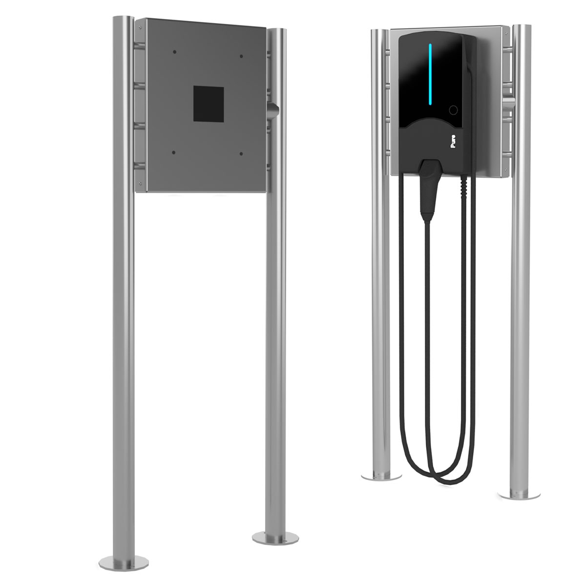 Stainless steel pedestal BASIC 605 ST-R - Wallbox prepared - polished stainless steel Stainless steel pedestal BASIC 605 ST-R - Wallbox prepared - polished stainless steel