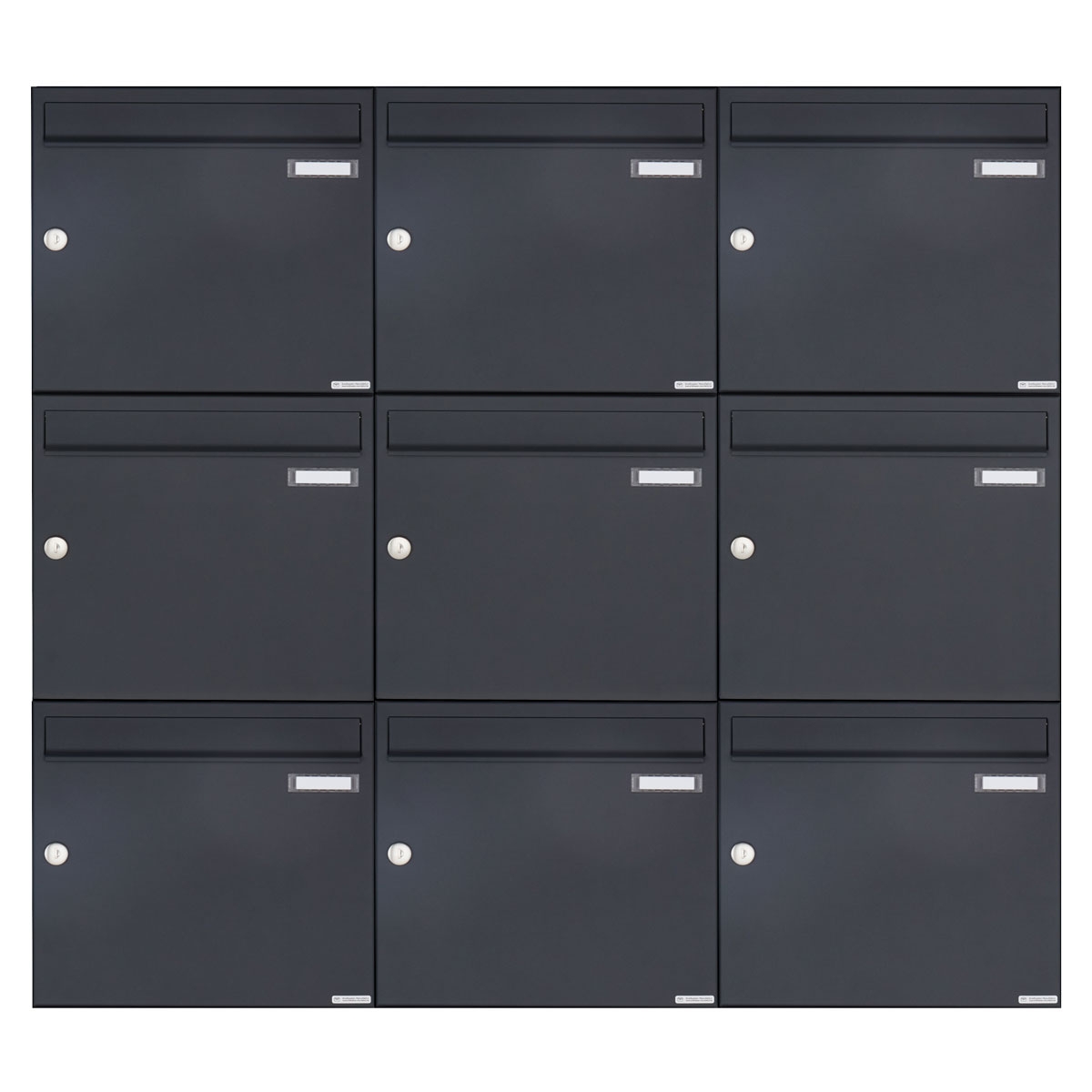 9er 3x3 Aufputz Briefkasten Design BASIC 382A AP - RAL 7016 anthrazitgrau