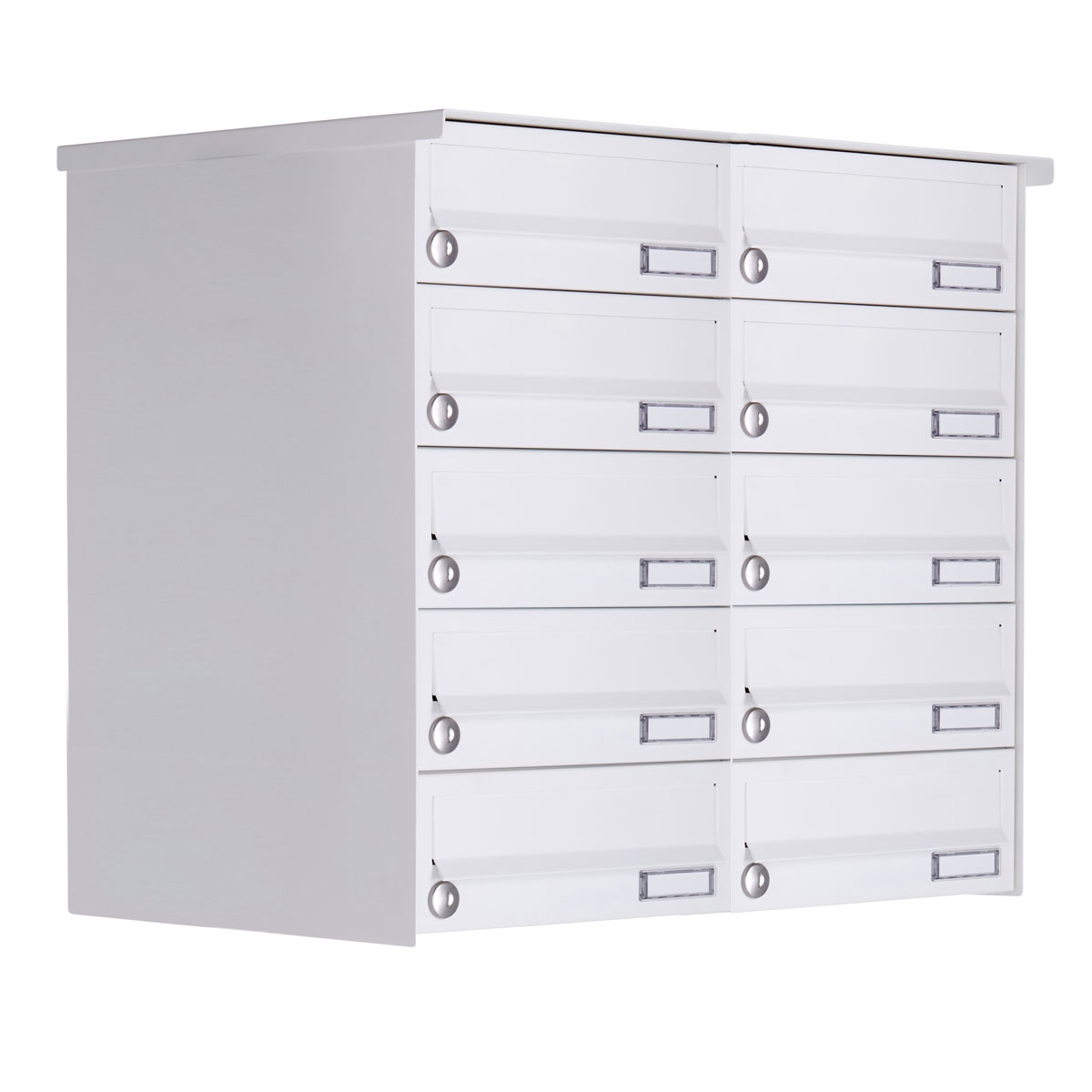 10er 5x2 Aufputz Briefkastenanlage Design BASIC 385A-9016 AP - RAL 9016 verkehrsweiß 10er 5x2 Aufputz Briefkastenanlage Design BASIC 385A-9016 AP - RAL 9016 verkehrsweiß