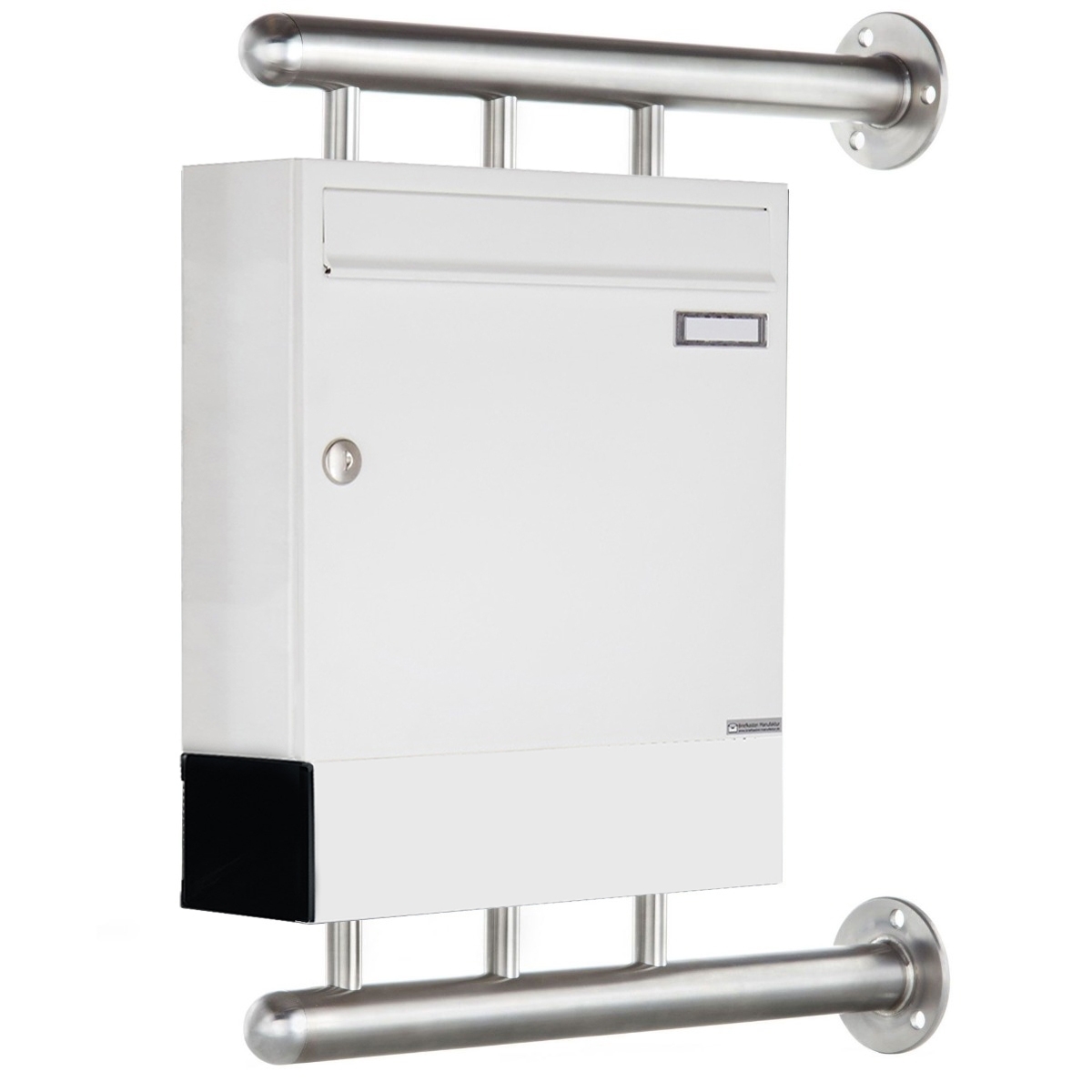 Briefkasten BASIC 810 W zur seitlichen Wandmontage mit Zeitungsfach - RAL 9016 verkehrsweiß Briefkasten BASIC 810 W zur seitlichen Wandmontage mit Zeitungsfach - RAL 9016 verkehrsweiß