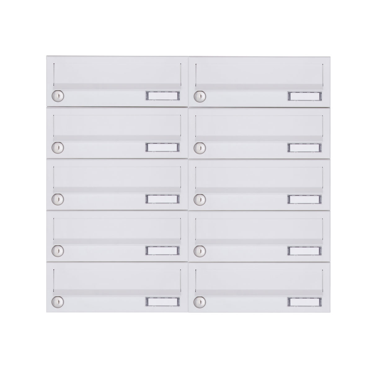 10 pcs. 5x2 surface-mounted letterbox system Design BASIC 385A-9016 AP - RAL 9016 traffic white 10 pcs. 5x2 surface-mounted letterbox system Design BASIC 385A-9016 AP - RAL 9016 traffic white