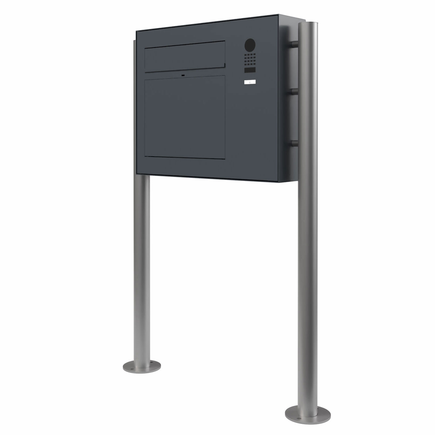 Design free-standing letterbox GRIMM - colour of your choice with DoorBird video intercom right