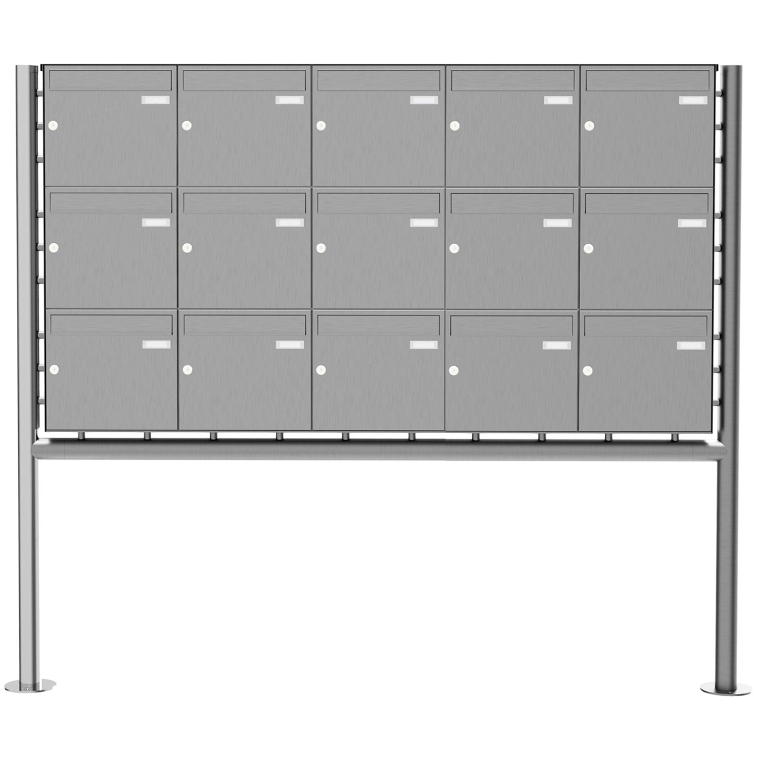 Boîte aux lettres sur pied 15x3x5 en acier inoxydable Design BASIC Plus 381X ST-R - Acier inoxydable V2A brossé