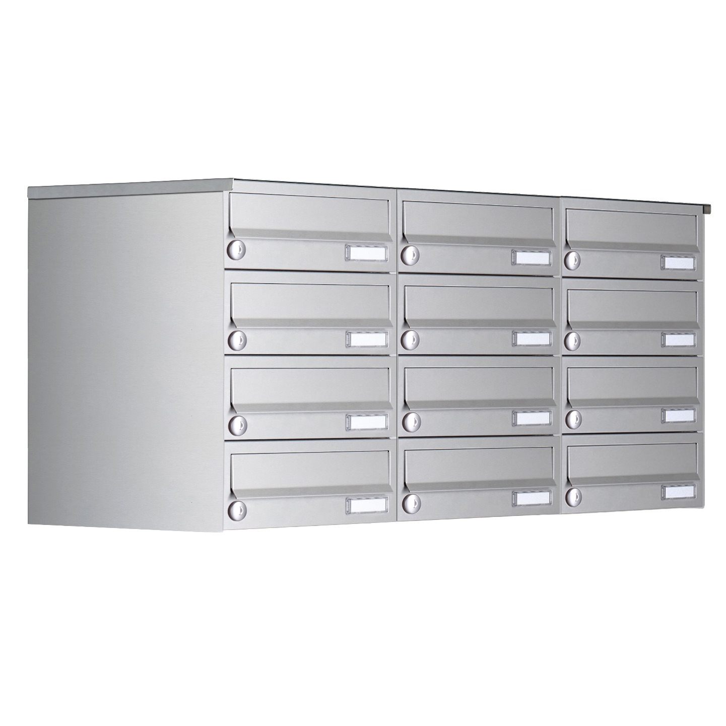 12er 3x4 Aufputz Briefkastenanlage Design BASIC 385A-VA AP - Edelstahl V2A, geschliffen