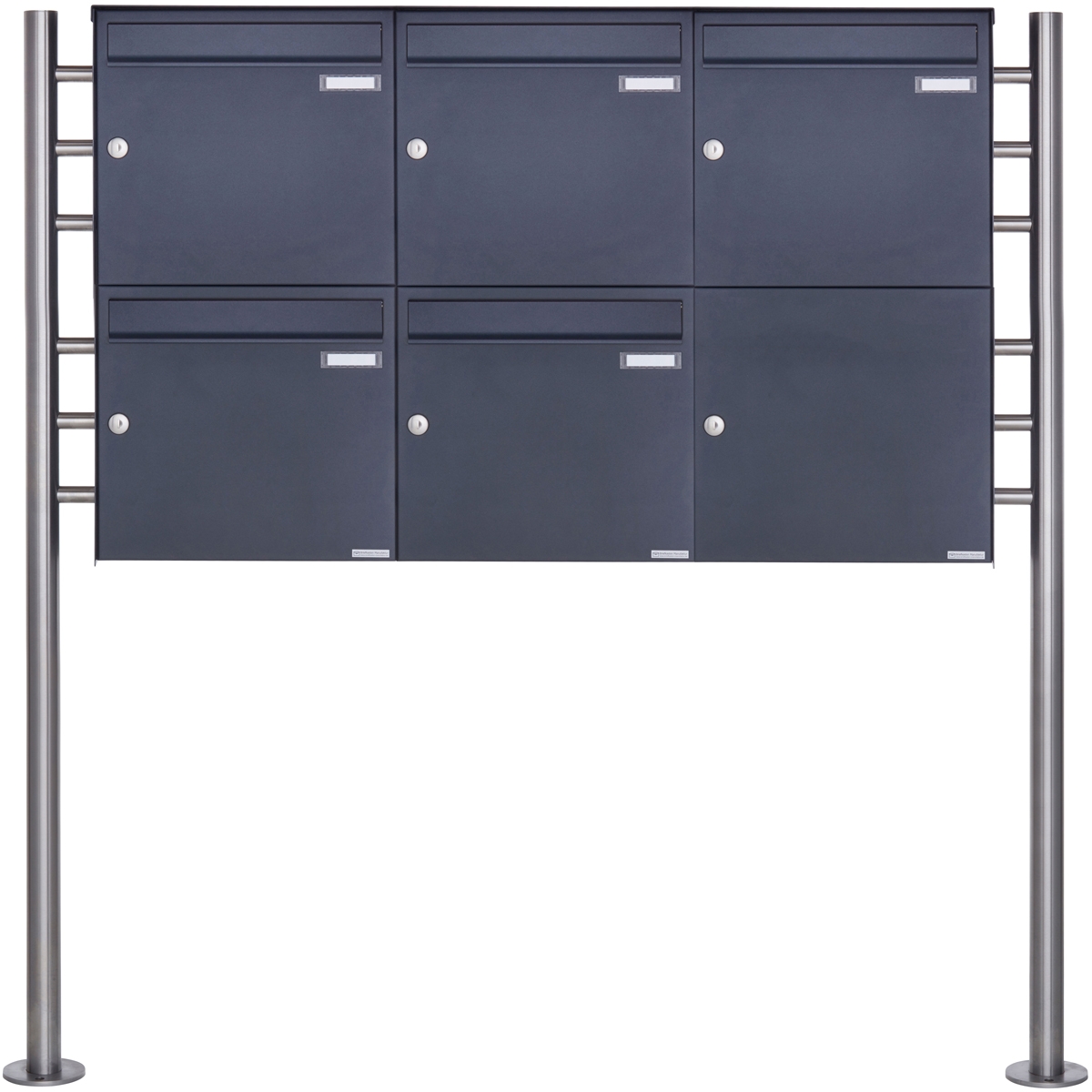 5er 2x3 Edelstahl Standbriefkasten Design BASIC Plus 381X ST R - RAL nach Wahl