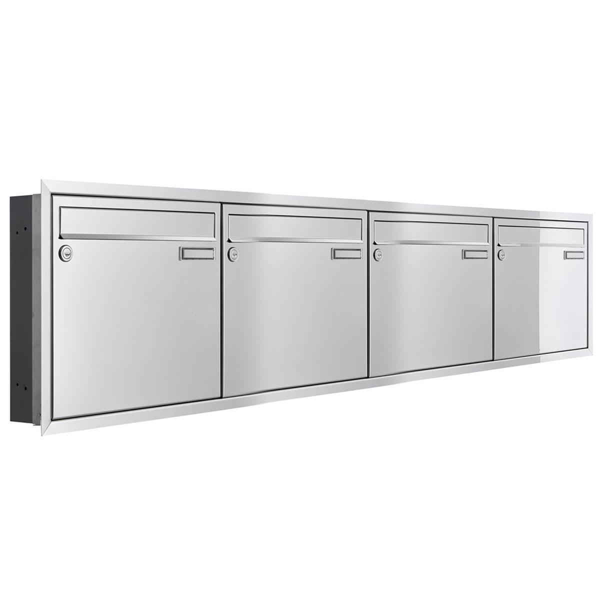 4er 4x1 flush-mounted letterbox system CLASSIC 534C - polished stainless steel similar to chrome - 4 party