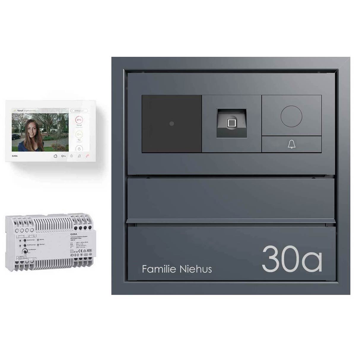 Design Durchwurfbriefkasten GOETHE MDW - RAL nach Wahl - GIRA System 106 Keyless In - VIDEO Komplettset Design Durchwurfbriefkasten GOETHE MDW - RAL nach Wahl - GIRA System 106 Keyless In - VIDEO Komplettset