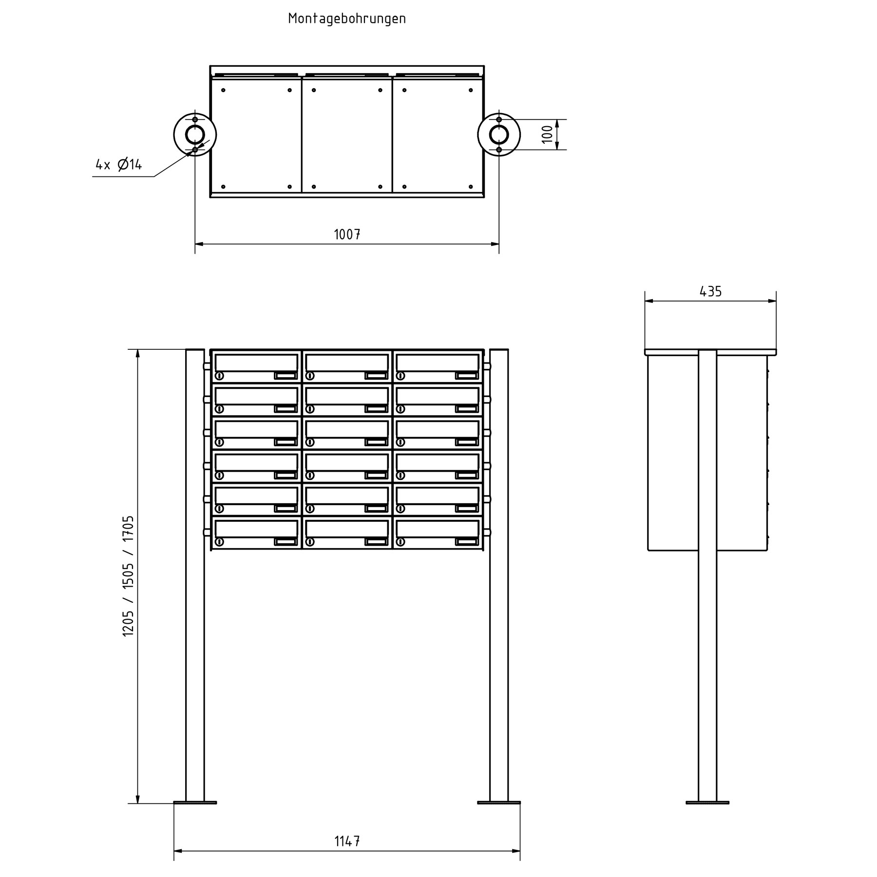 18 letterbox system freestanding Design BASIC 385 ST-R - RAL 7016 anthracite grey 18 letterbox system freestanding Design BASIC 385 ST-R - RAL 7016 anthracite grey