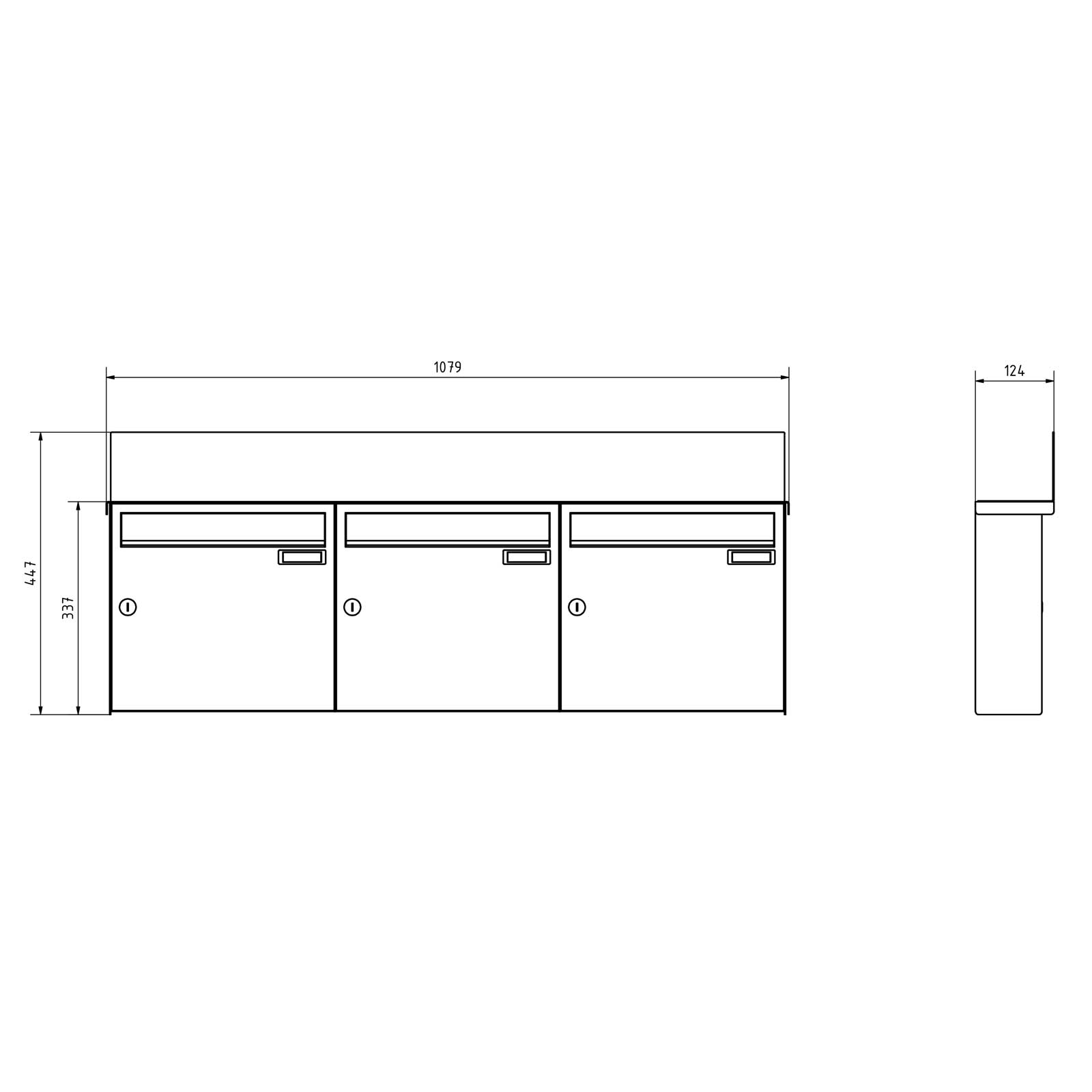 3er 3x1 surface-mounted letterbox system BASIC - Edition NELLY - BI-Color VA-RAL 7016 anthracite grey 3er 3x1 surface-mounted letterbox system BASIC - Edition NELLY - BI-Color VA-RAL 7016 anthracite grey