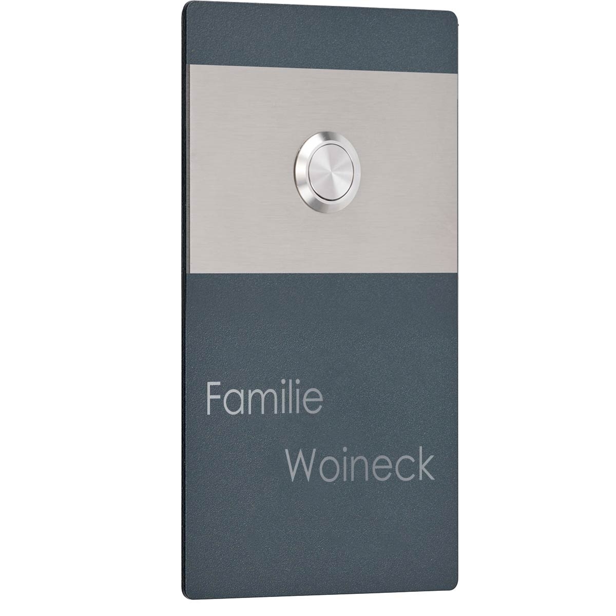 53375fe35c9d6673a0d00fc143171697eb86d767 Edelstahl Klingelplatte BASIC 421BE2S-90180 - Elegance II - pulverbeschichtet - RECHTECKIG