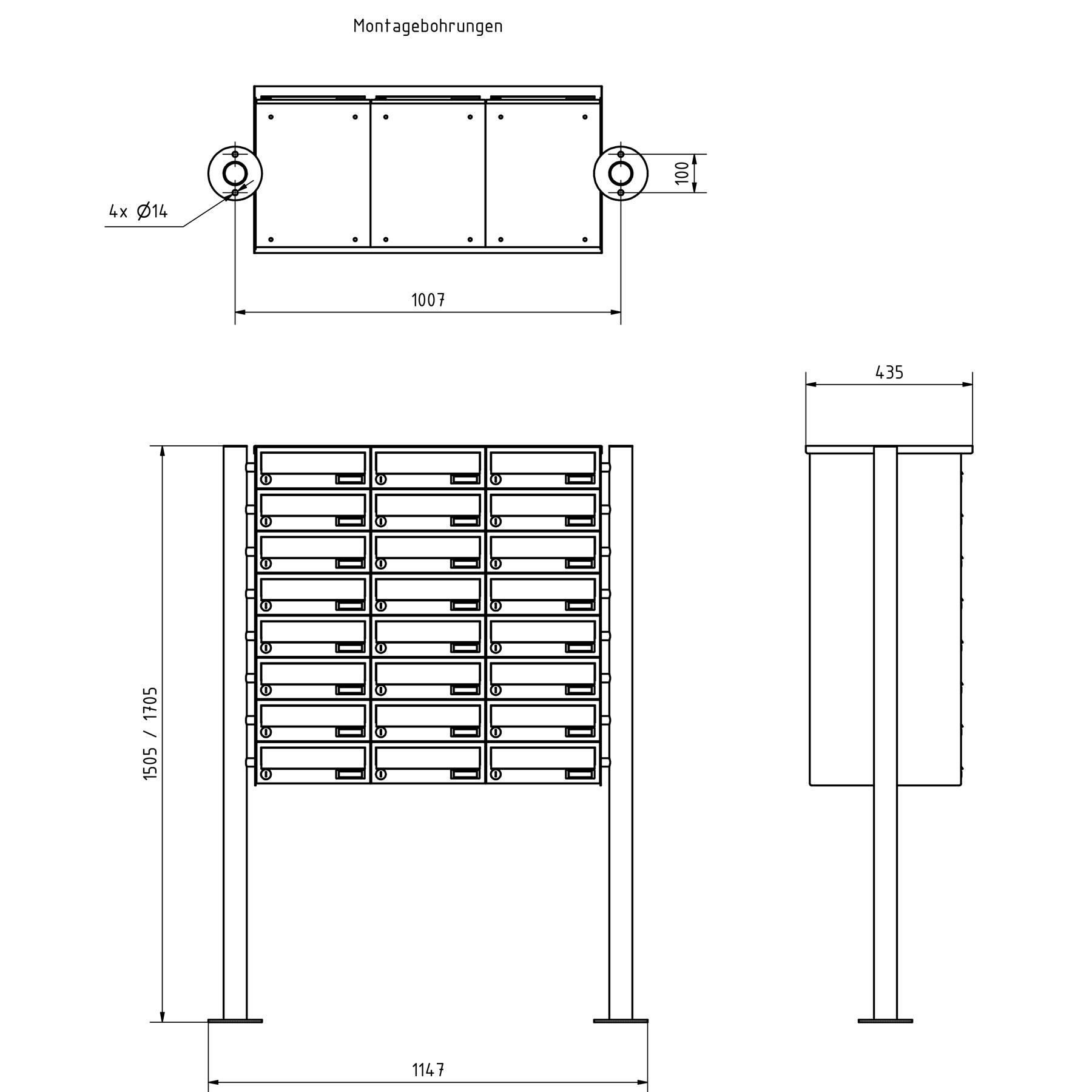 24er Briefkastenanlage freistehend Design BASIC 385-7016 ST-R - RAL 7016 anthrazitgrau 24er Briefkastenanlage freistehend Design BASIC 385-7016 ST-R - RAL 7016 anthrazitgrau