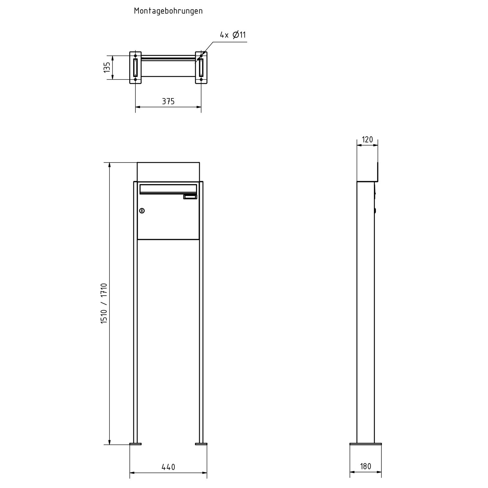 1 free-standing letterbox system Design BASIC - Edition NELLY - BI-Color VA-RAL 7016 anthracite grey 1 free-standing letterbox system Design BASIC - Edition NELLY - BI-Color VA-RAL 7016 anthracite grey